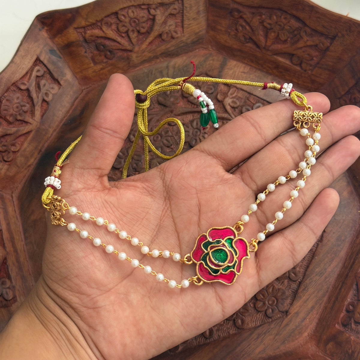Floral White Pearl Choker AN269 Anvika Jewels