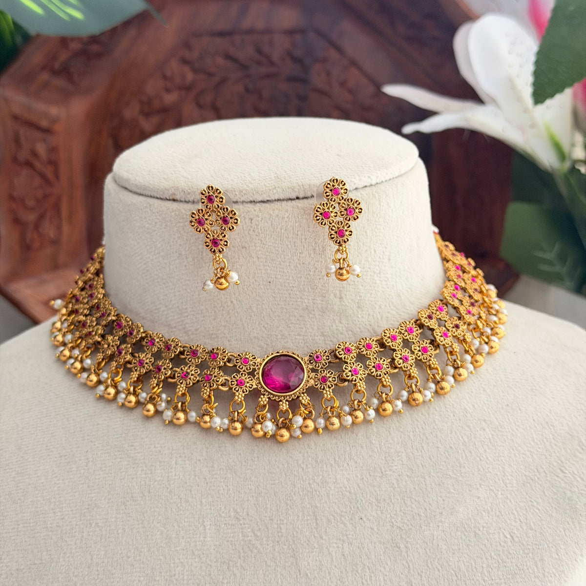 Purple Stone Choker AN292 Anvika Jewels