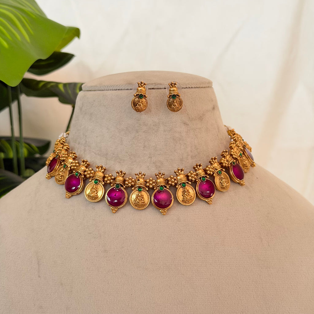 Purple Palakka Coin Necklace AN202 Anvika Jewels