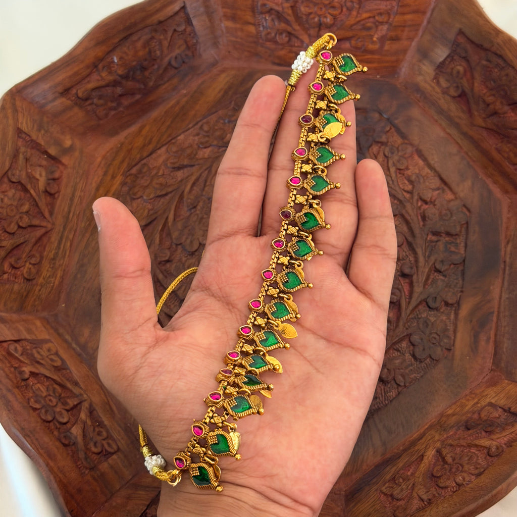 Green Palaka Elakkathali Necklace AN192 Anvika Jewels