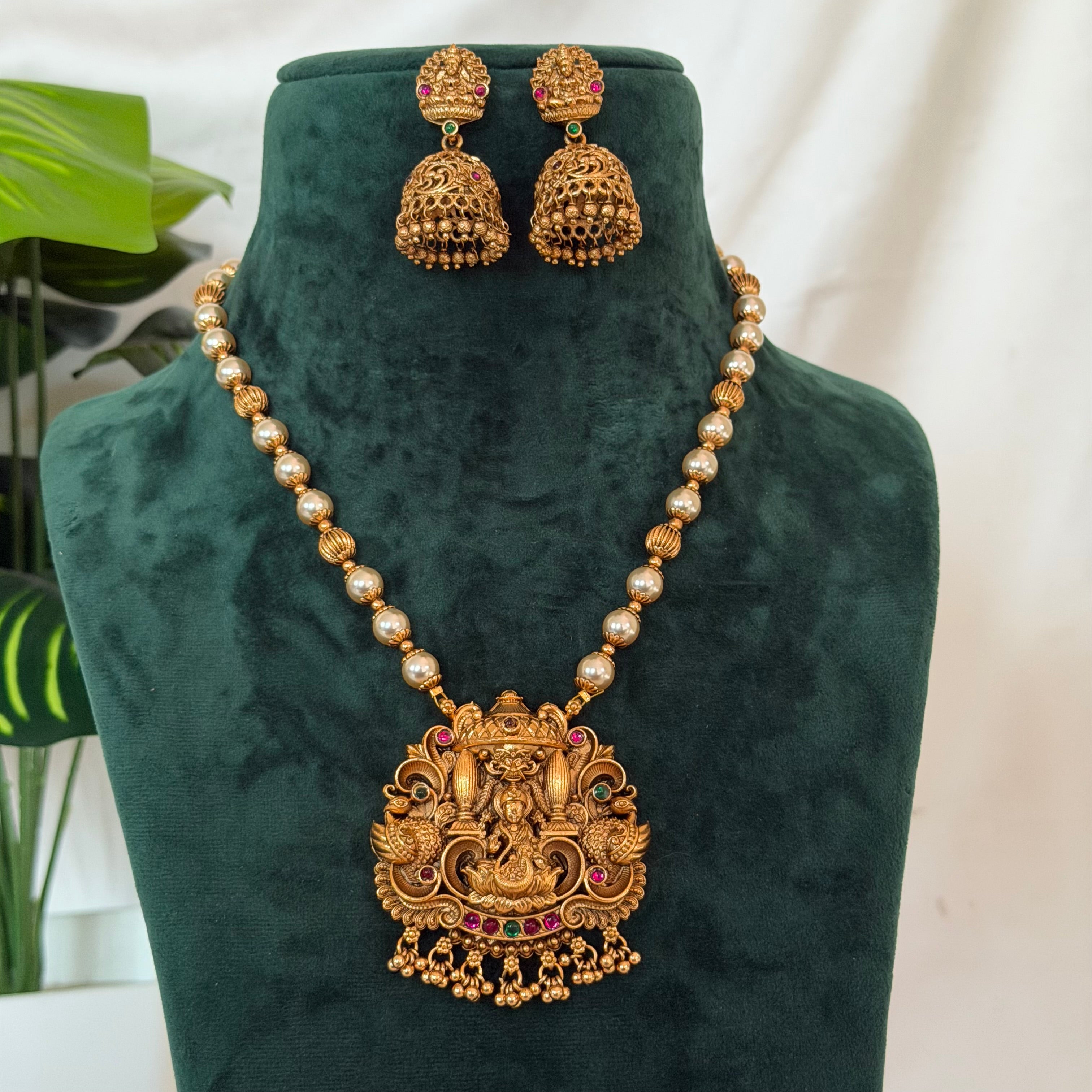 Lakshmi Beaded Pendant AN179 Anvika Jewels