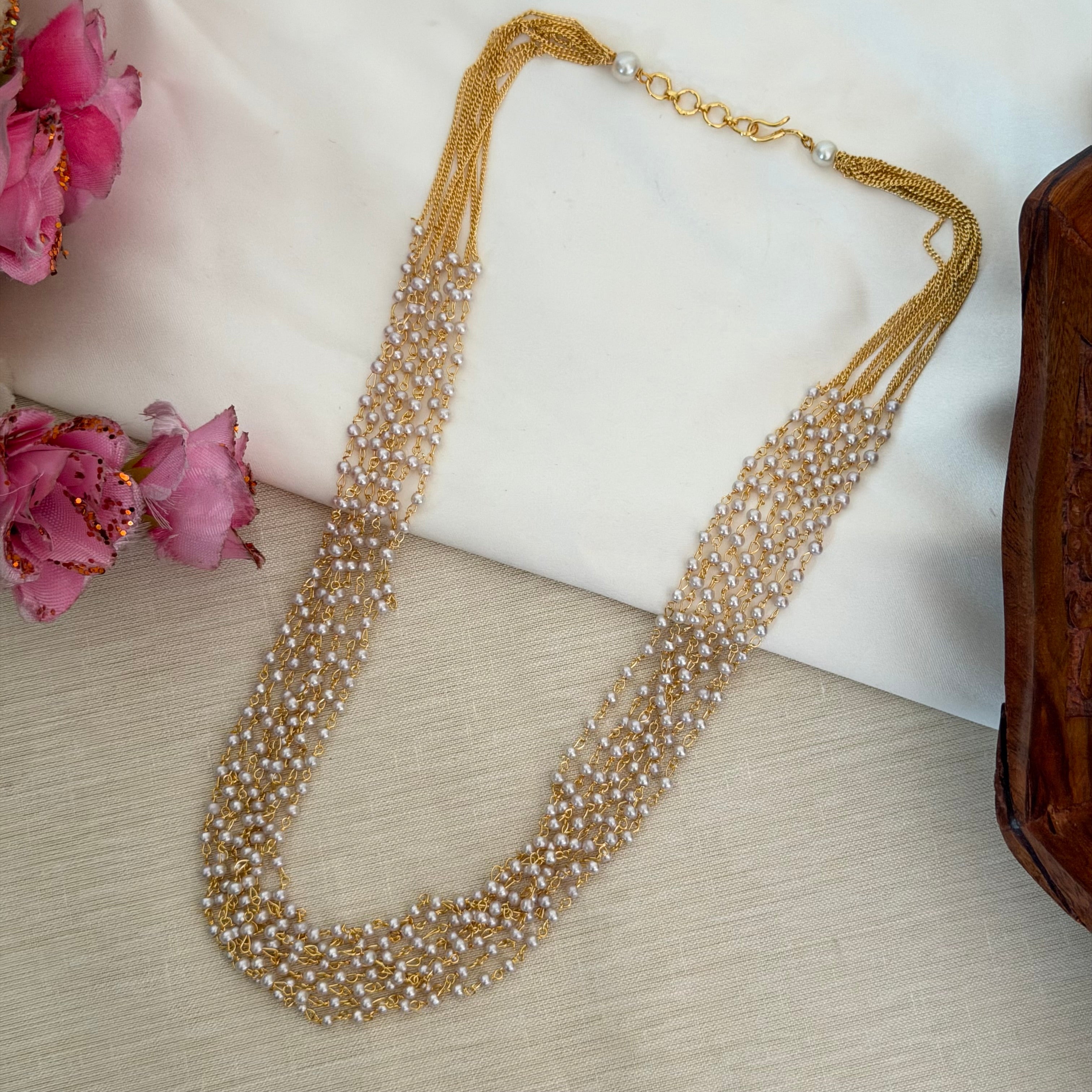 White Beaded Necklace AN187 Anvika Jewels