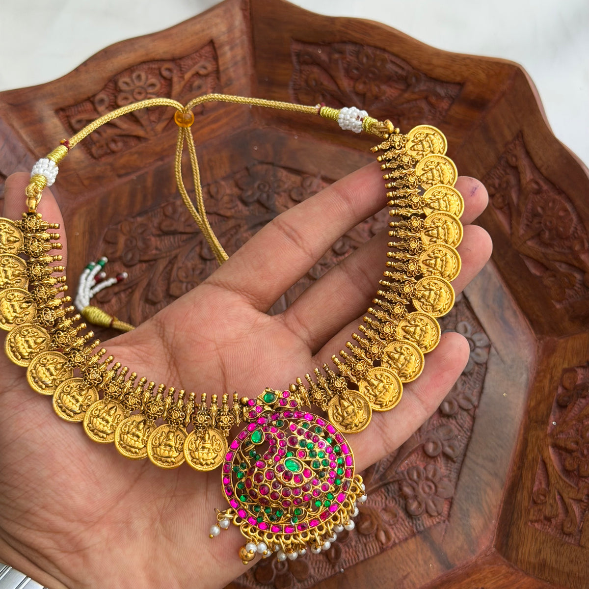 Peacock Coin Necklace AN257 Anvika Jewels