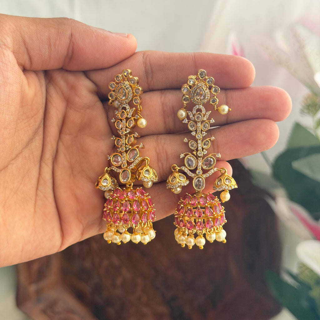 Ruby Victorian Earrings VN08 Anvika Jewels