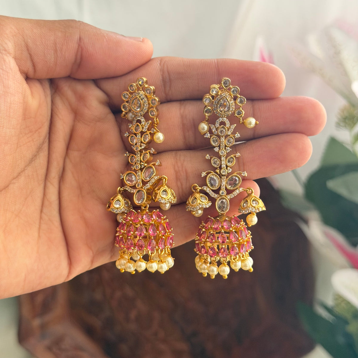 Ruby Victorian Earrings VN08 Anvika Jewels