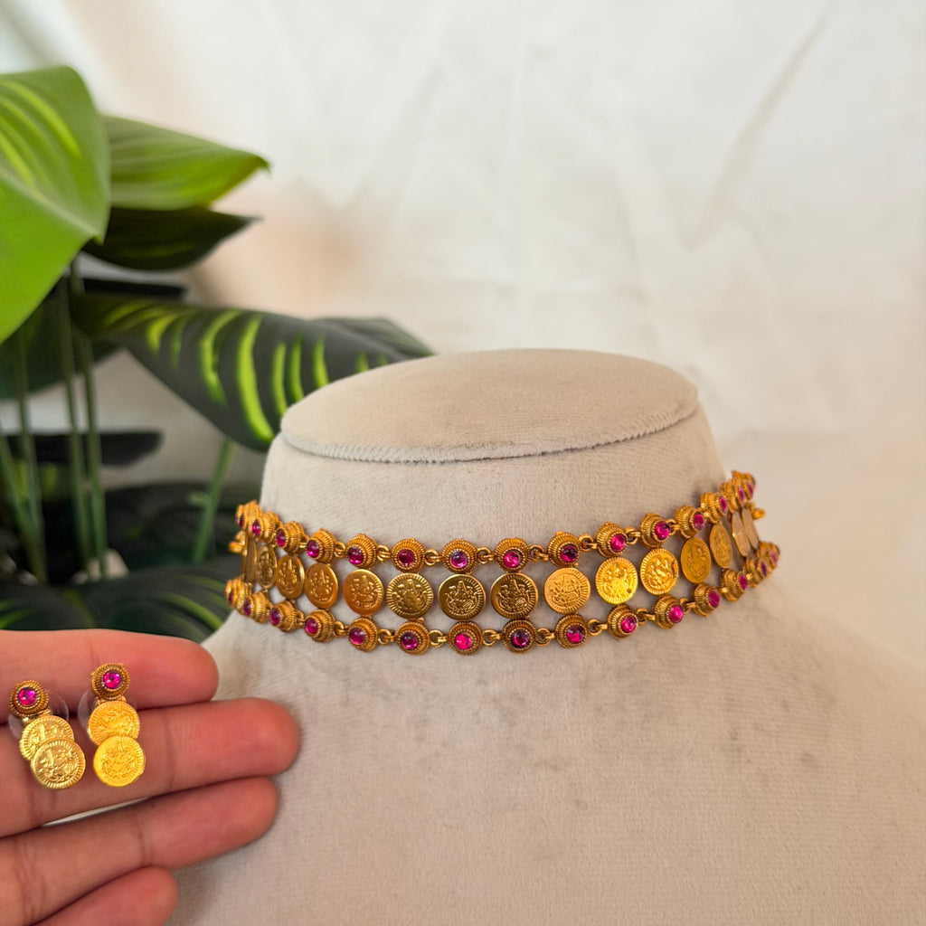Ruby Coin Choker AN194 Anvika Jewels