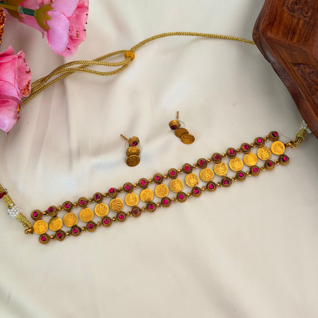 Ruby Coin Choker AN194 Anvika Jewels