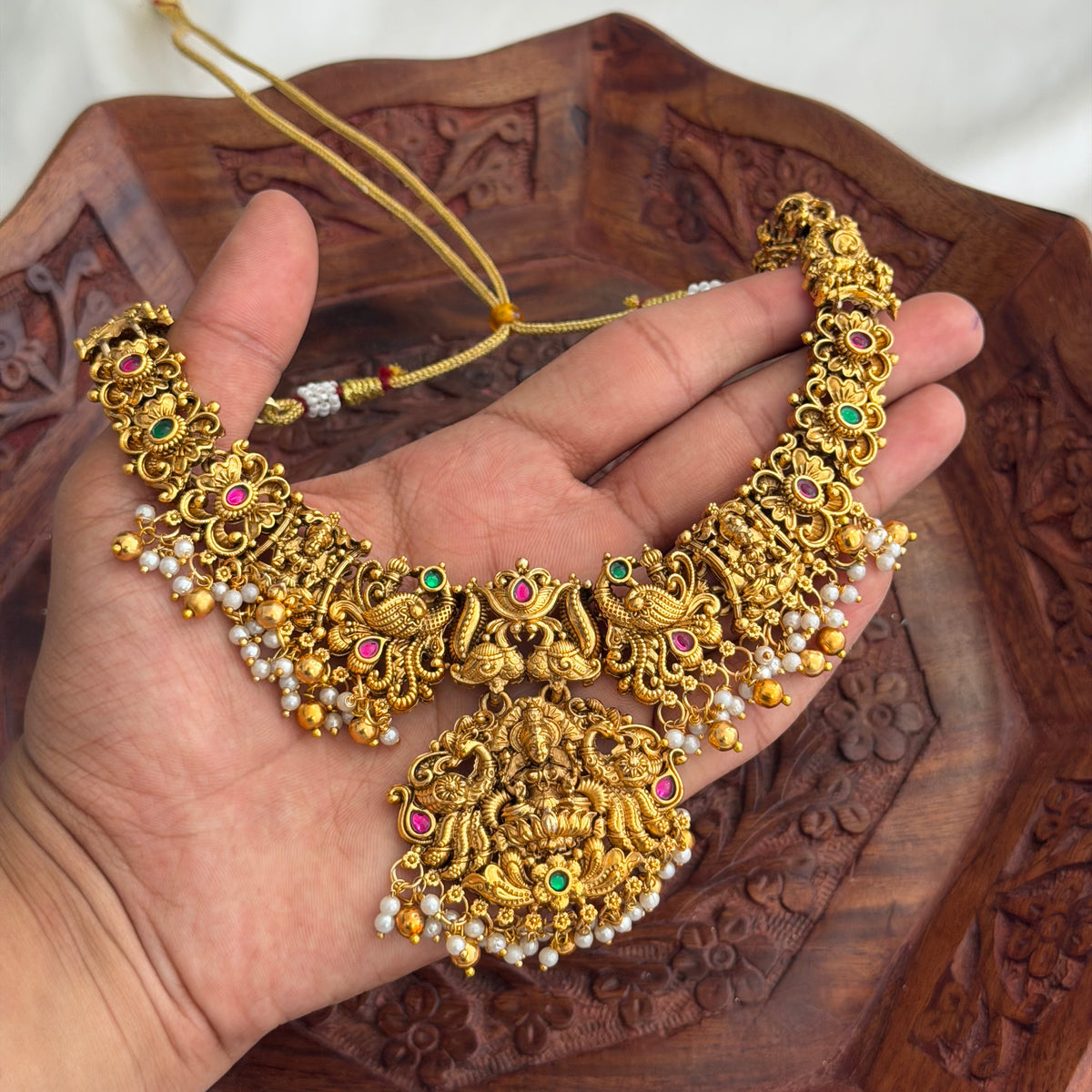 Gold Look Lakshmi Necklace AN258 Anvika Jewels