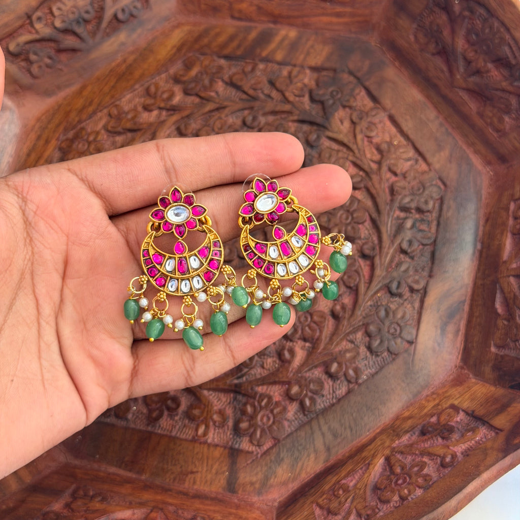 Ruby Kundan Green Beads Necklace AN271 Anvika Jewels