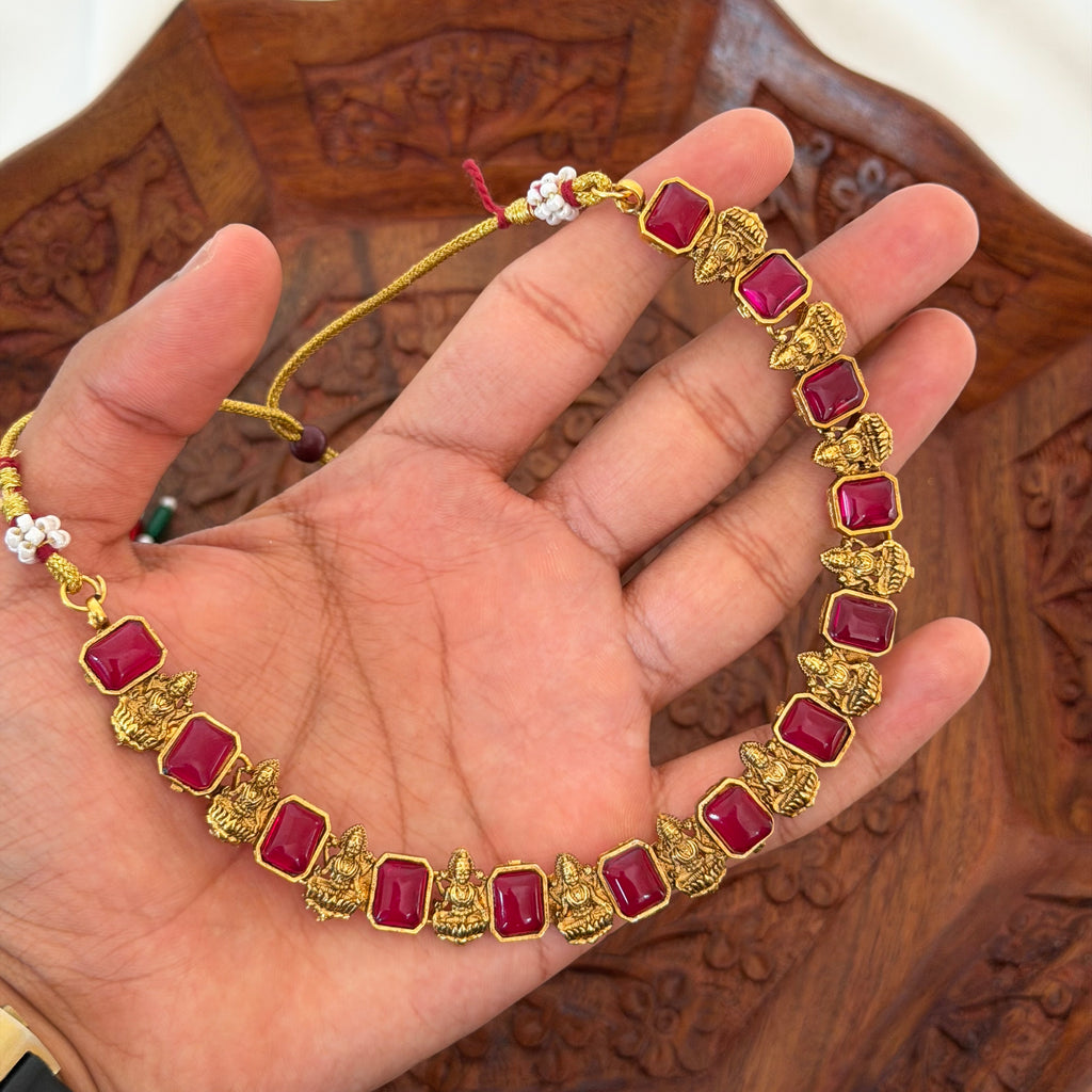 Stone Lakshmi Necklace AN180 Anvika Jewels