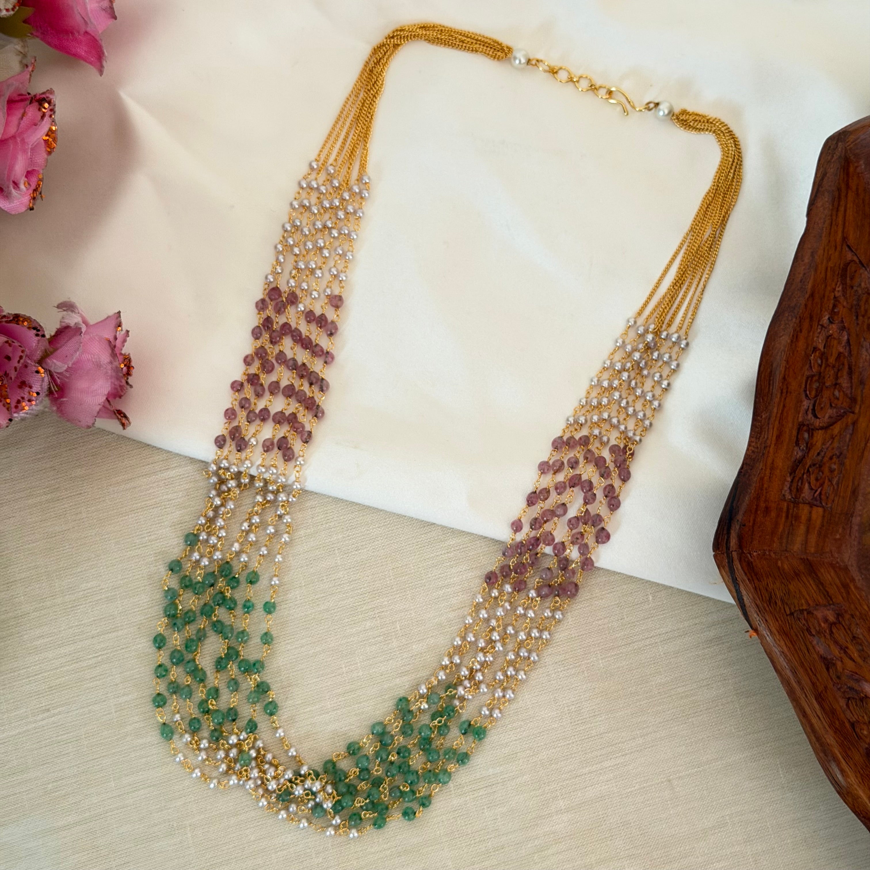 Multicolour Beaded Necklace AN191 Anvika Jewels