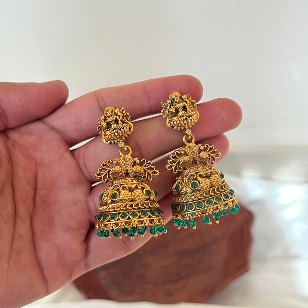 Antique Peacock Green Jhumka AJ19