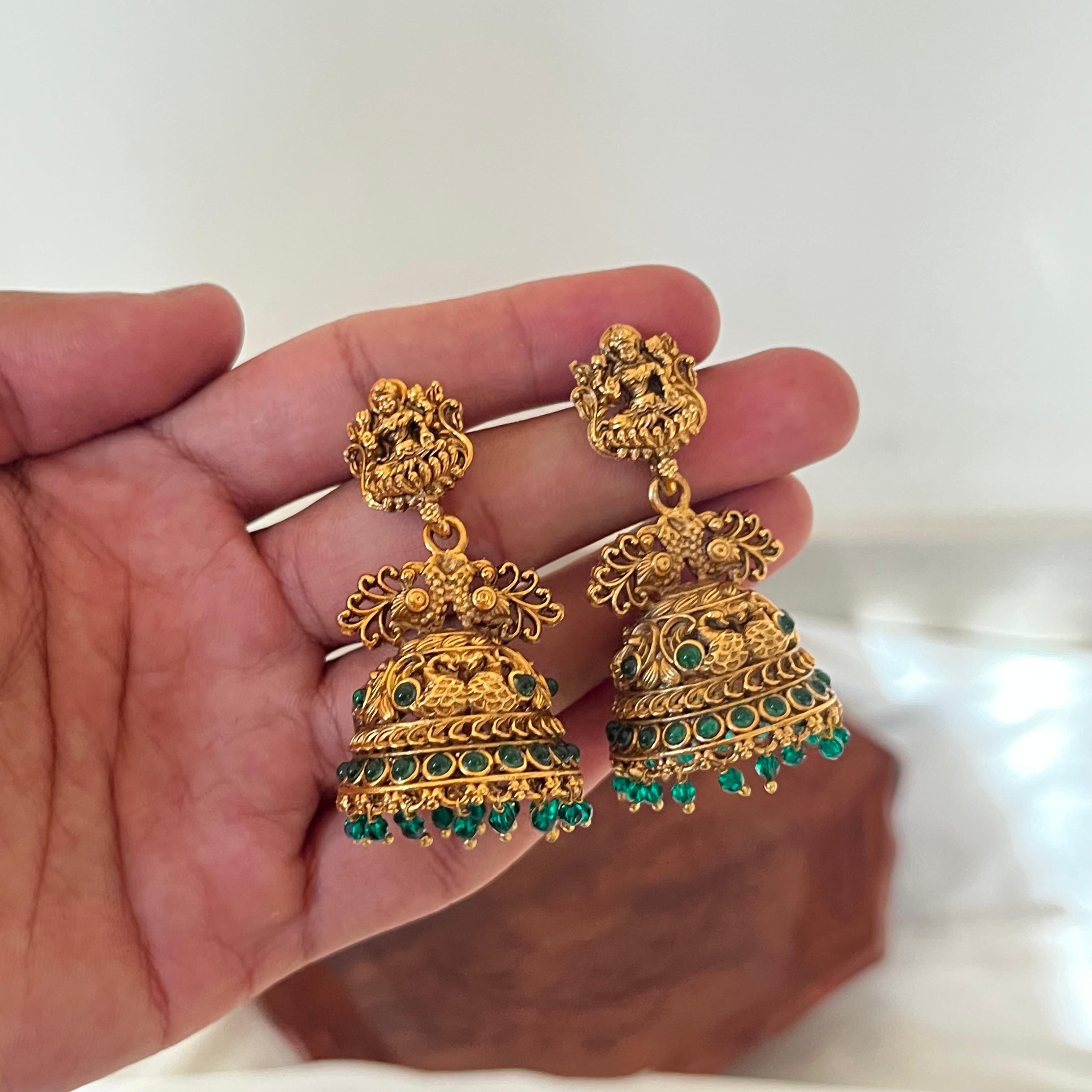 Antique Peacock Green Jhumka AJ19