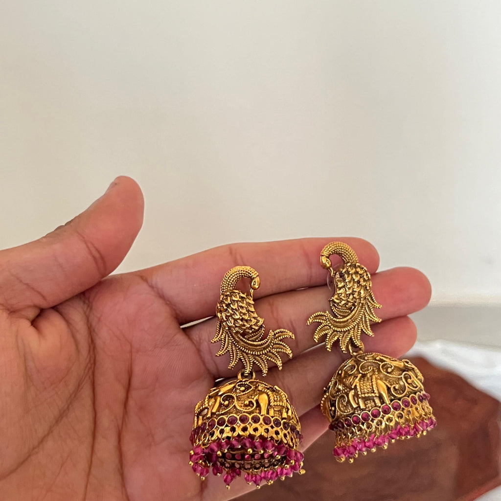 Antique Peacock Elephant Jhumka AJ10
