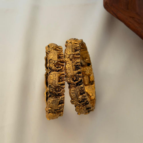 Antique Elephant Carved Bangles AB14 Anvika Jewels