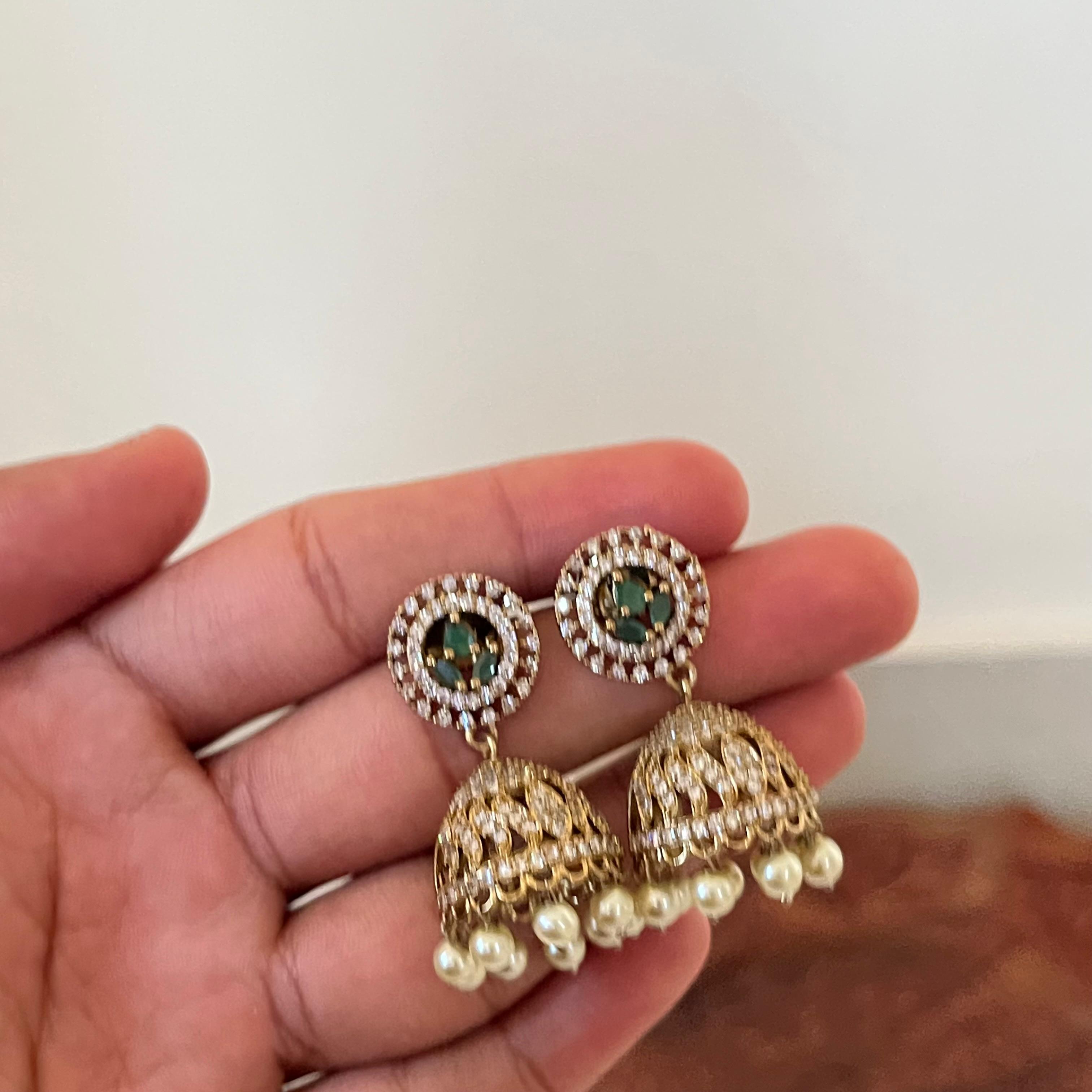Victorian Emerald Pearl Jhumka VJ05 Anvika Jewels