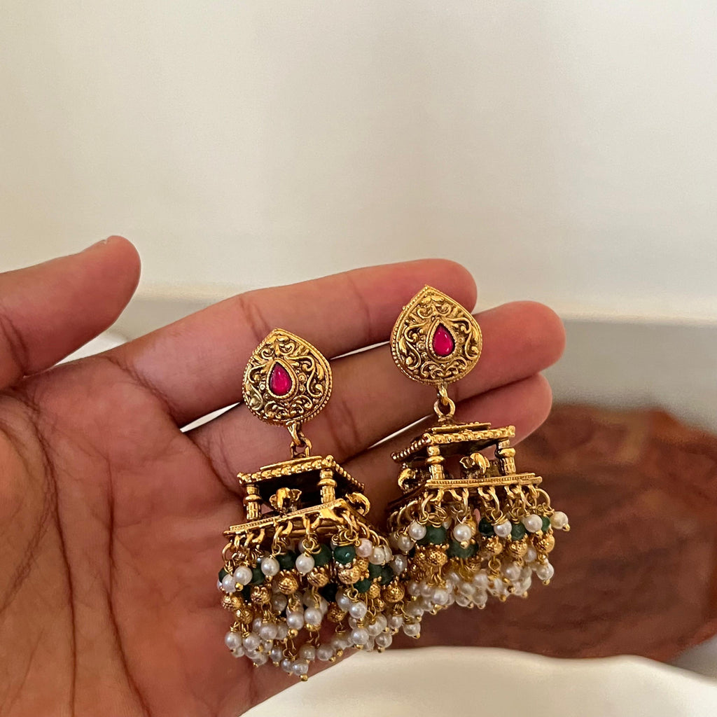 Antique Temple Chandbali Jhumka AJ04