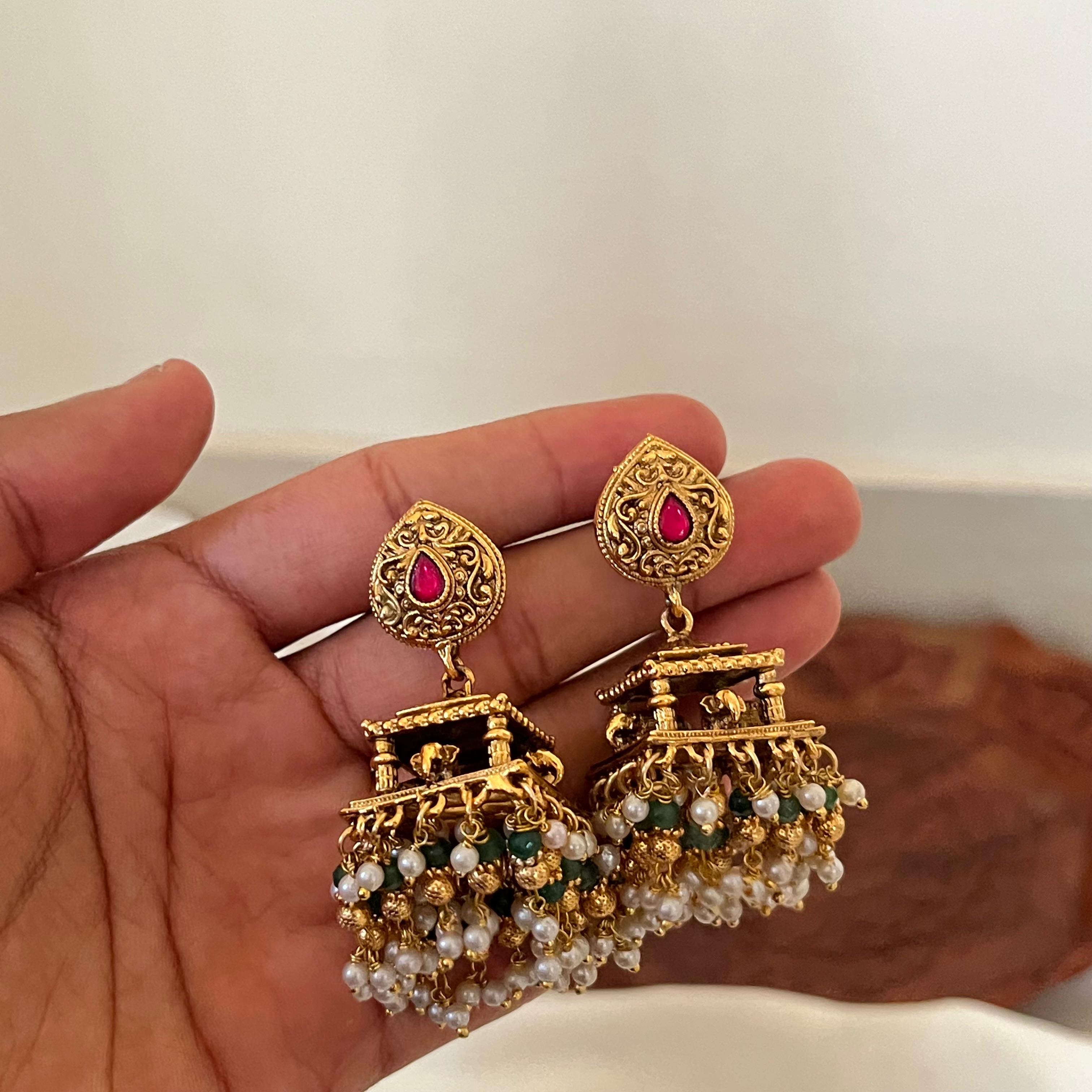 Antique Temple Chandbali Jhumka AJ04