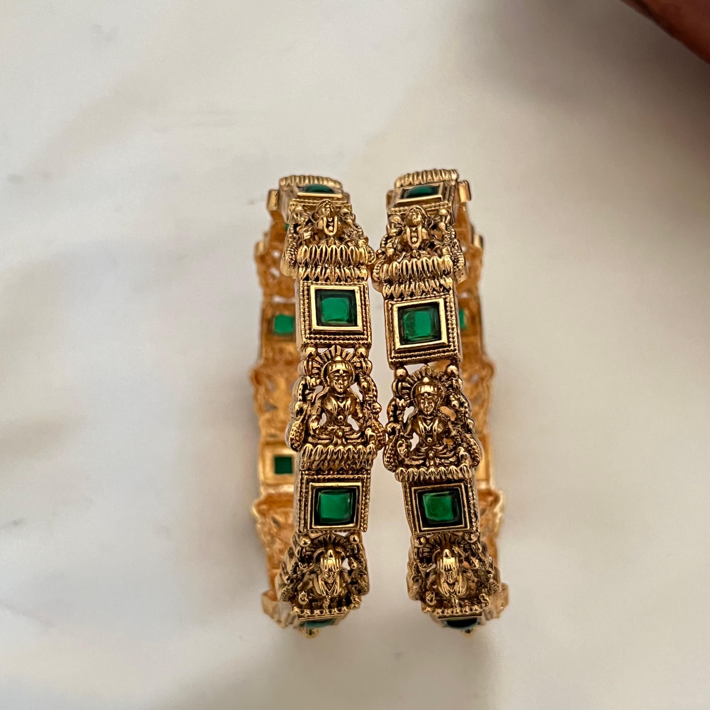 Antique Temple Green Bangles AB02