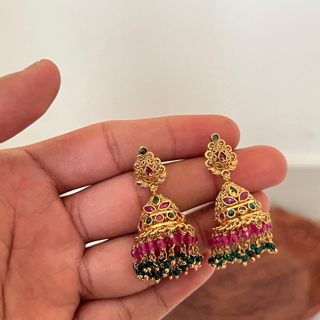 Antique Temple Ruby Jhumka AJ05