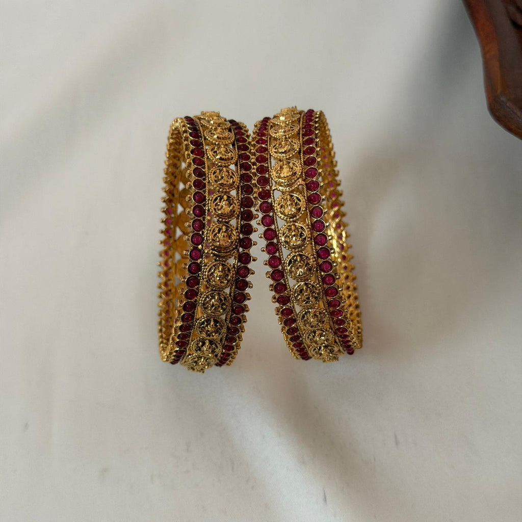 Antique Lakshmi Ruby Stone Bangles AB15 Anvika Jewels