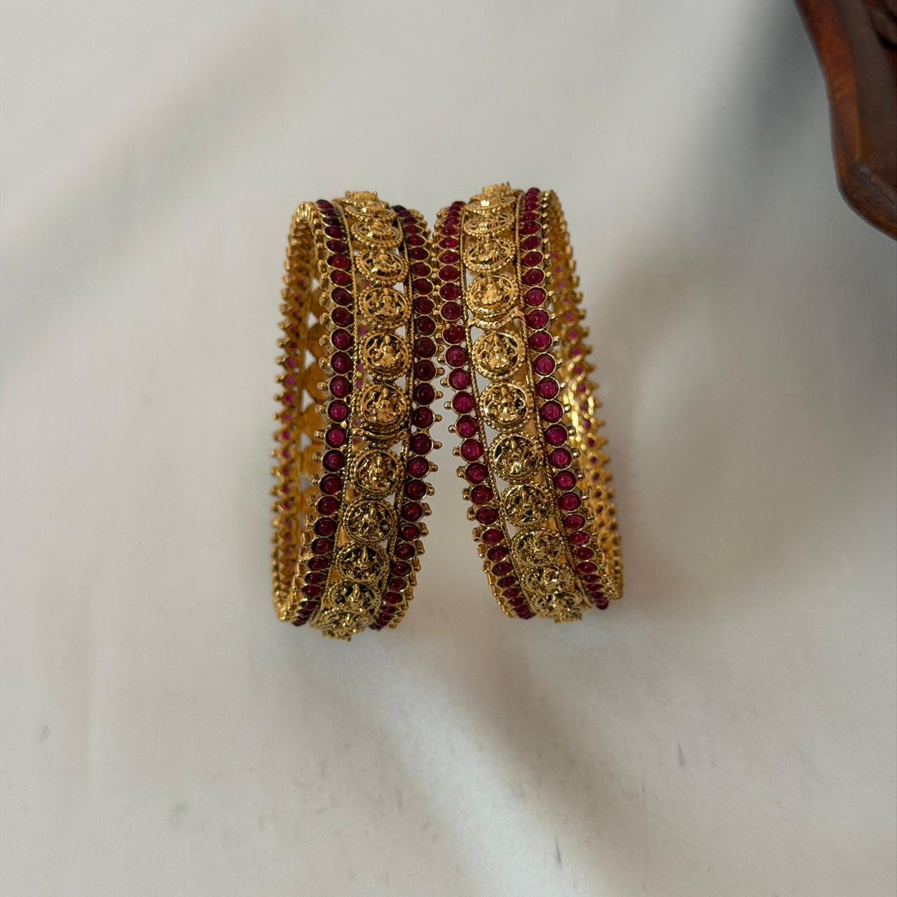Antique Lakshmi Ruby Stone Bangles AB15 Anvika Jewels