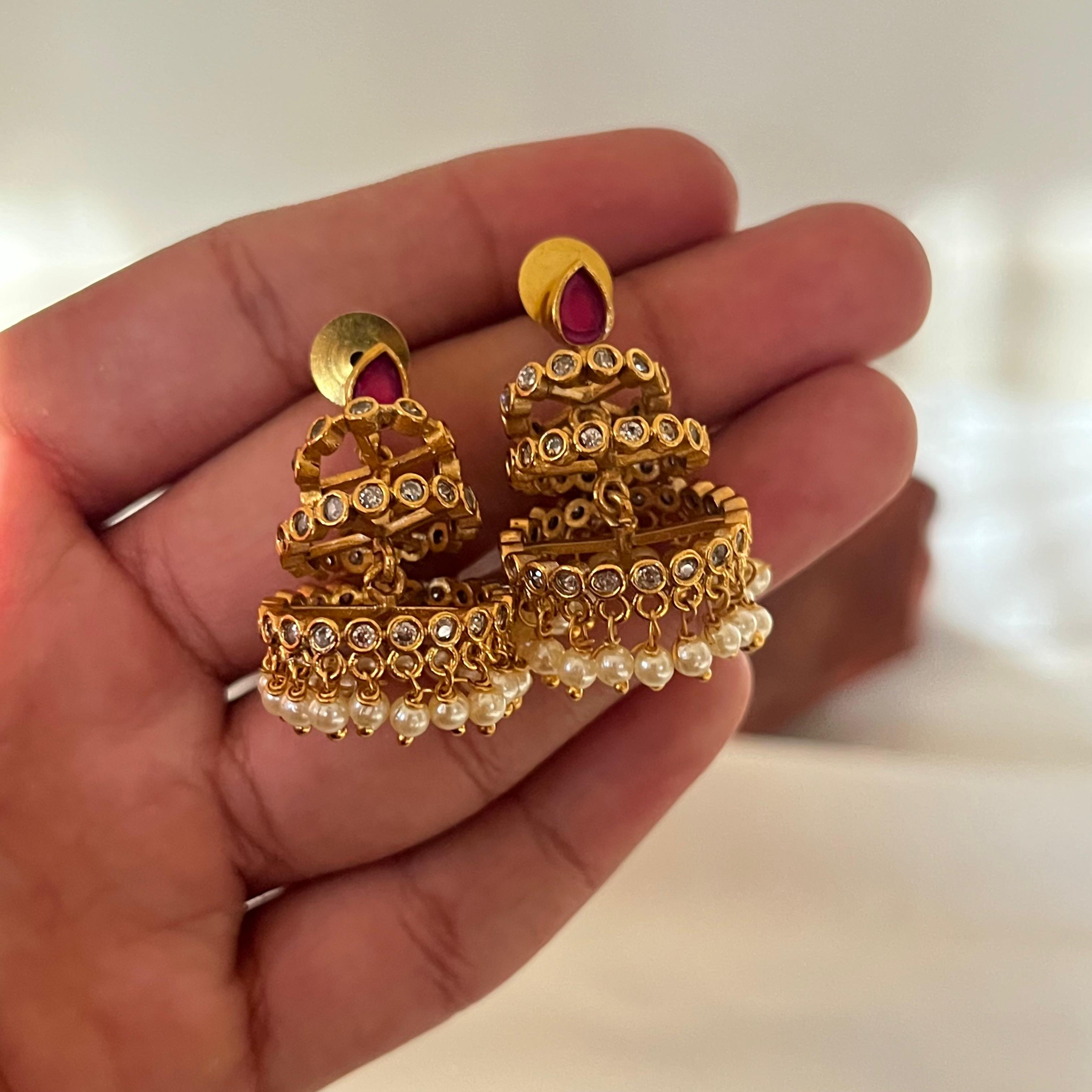 Antique Ruby Layered Jhumka AJ15