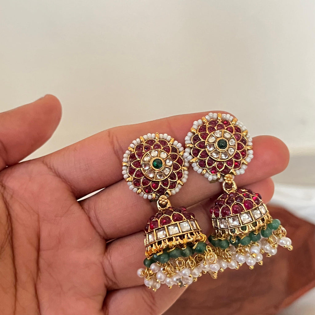 Antique Kundan Ruby Jhumka AJ08