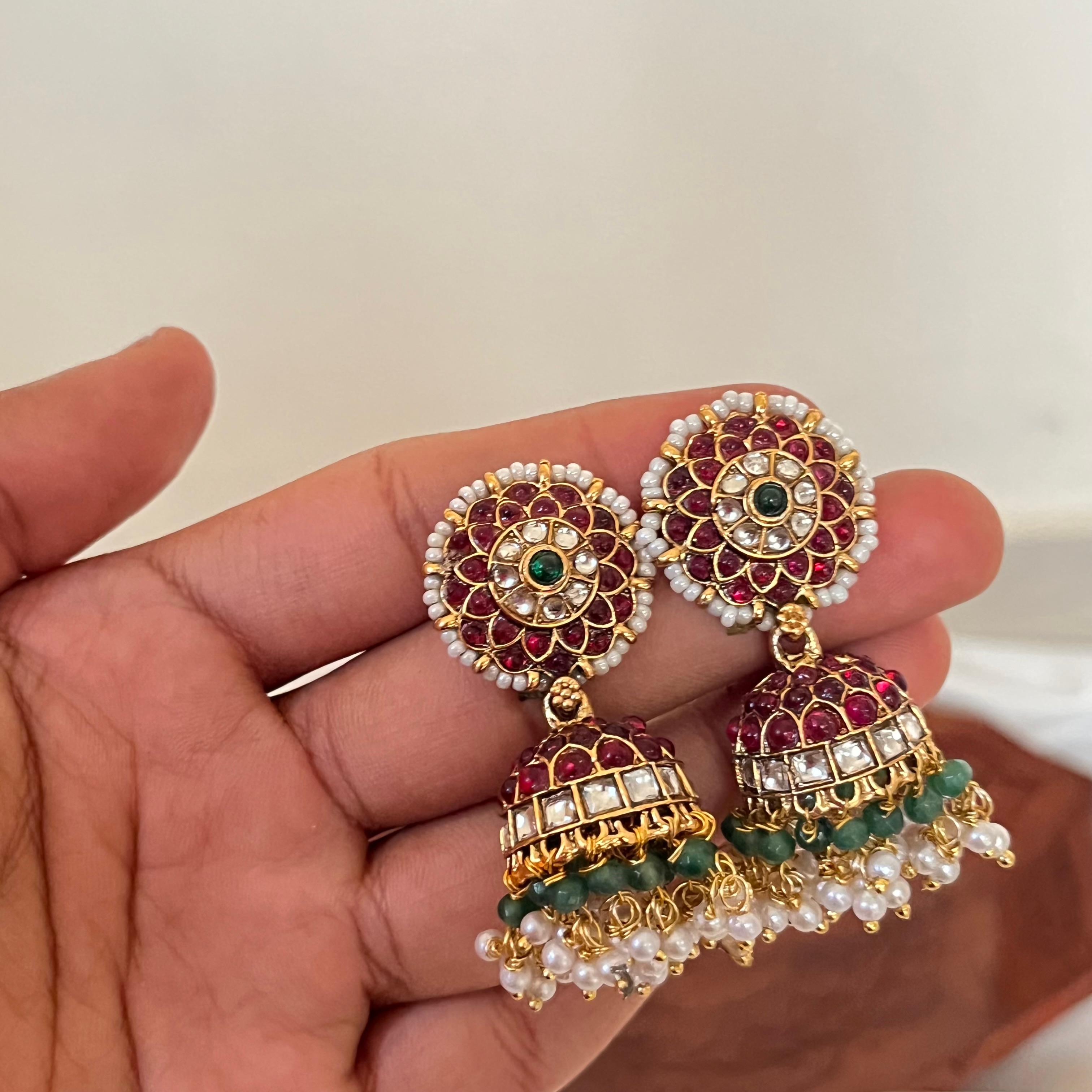 Antique Kundan Ruby Jhumka AJ08