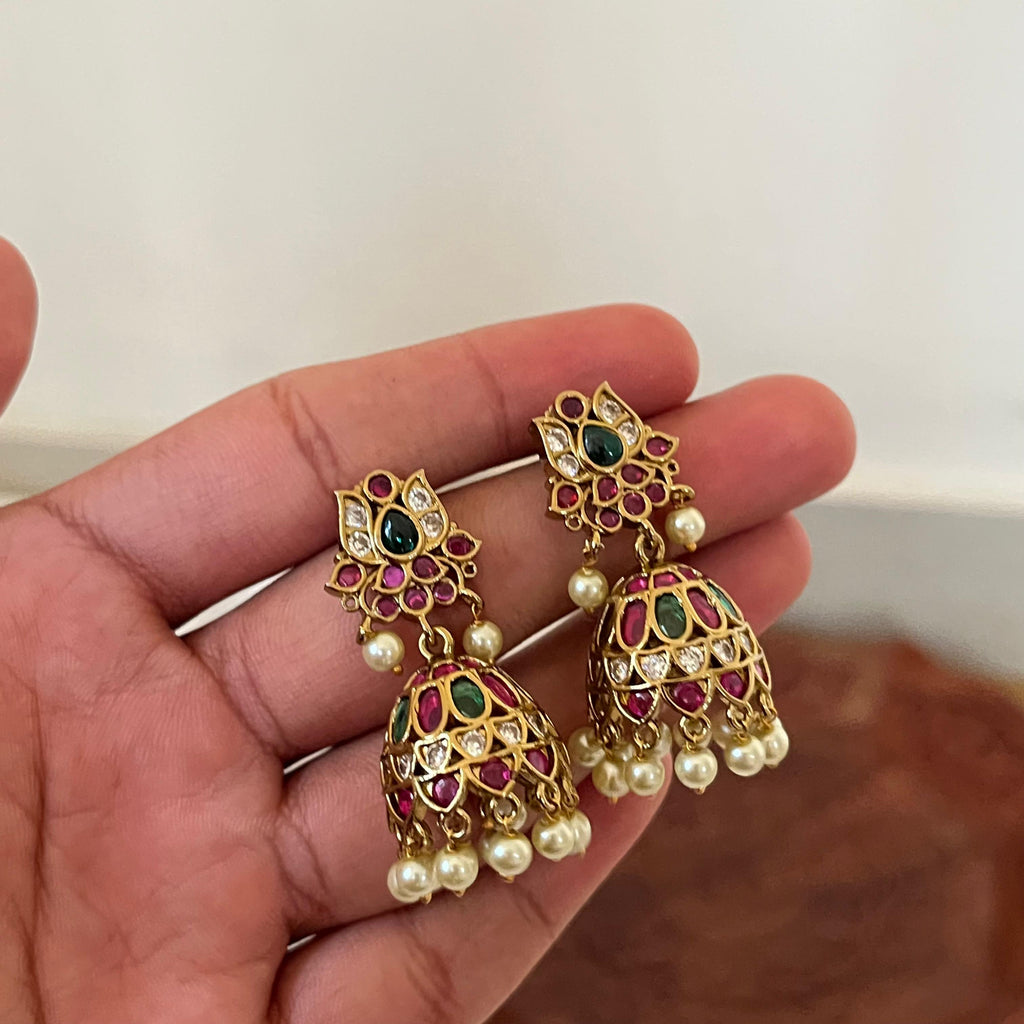 Kundan Ruby Pearl Jhumka VJ03
