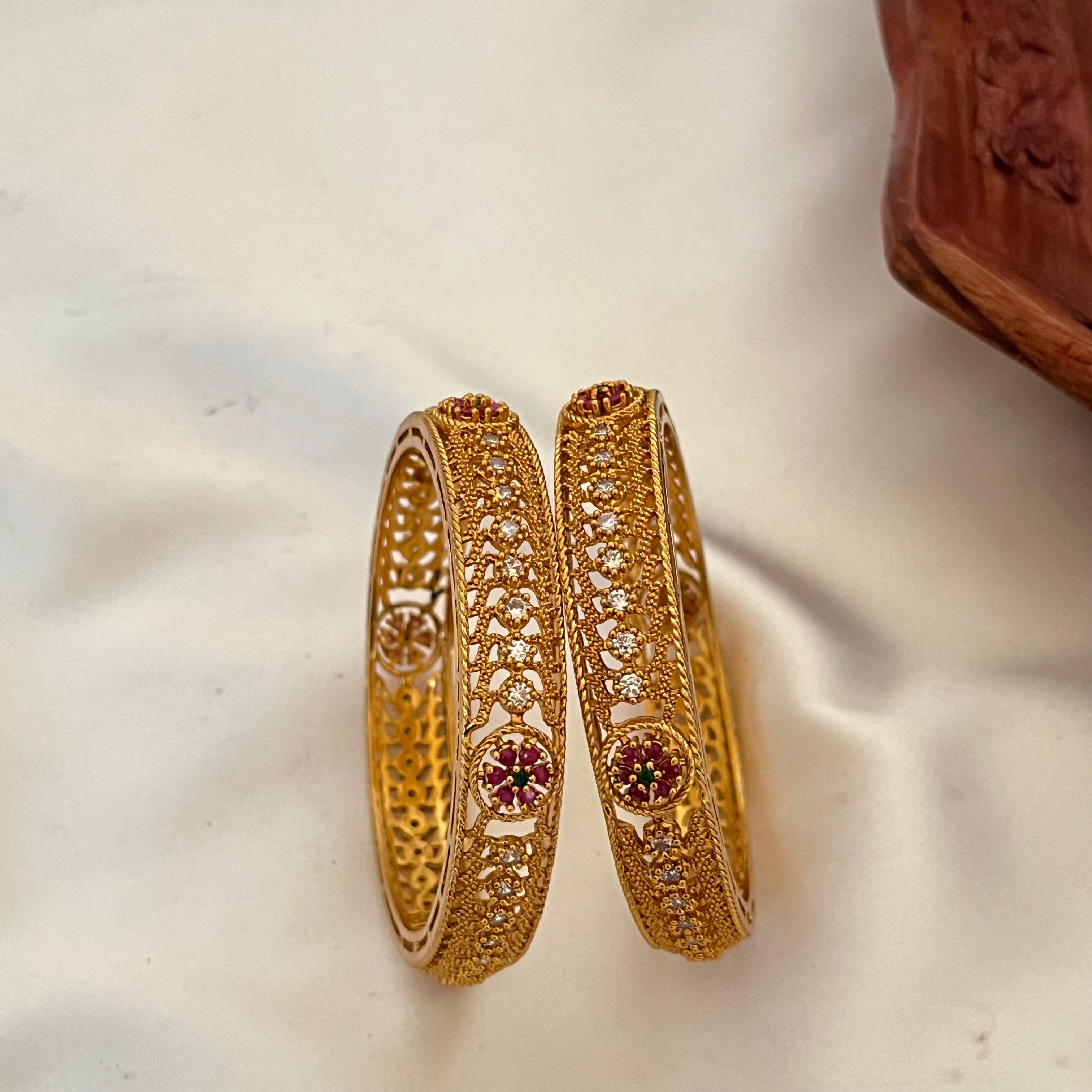 Floral Antique AD Bangles AB04