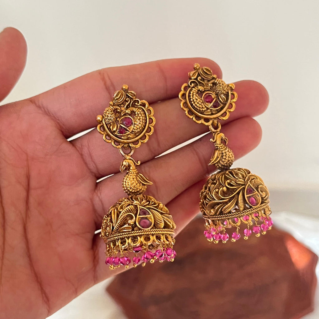 Antique Peacock Pink Jhumka AJ14