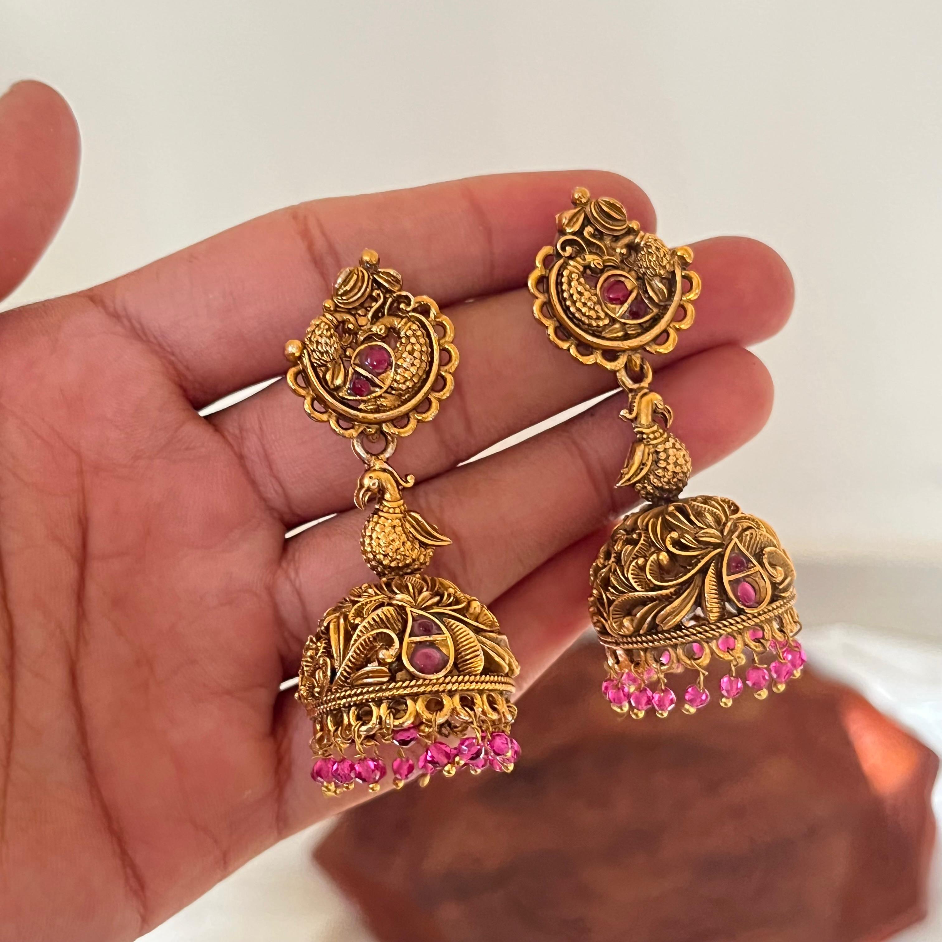 Antique Peacock Pink Jhumka AJ14