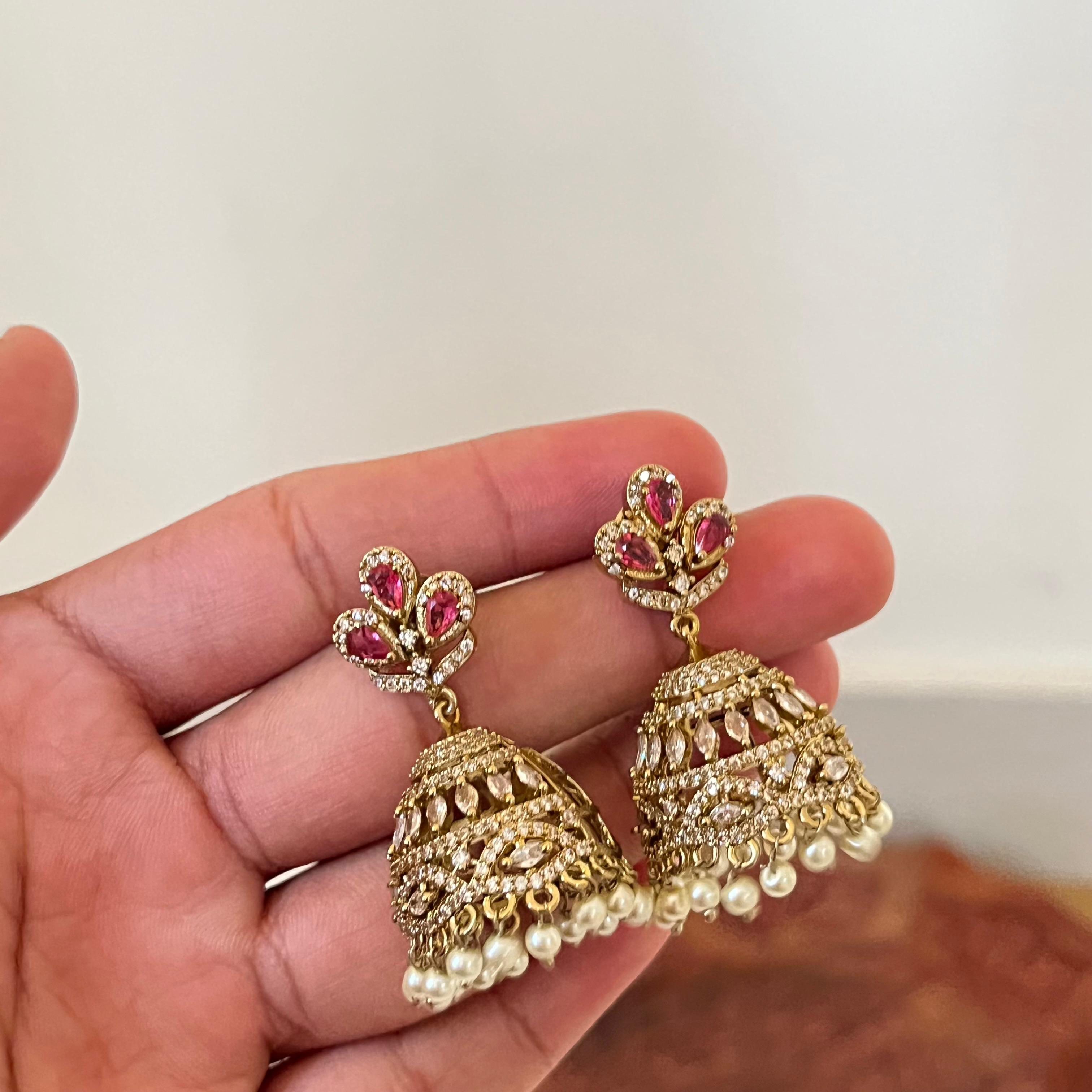 Victorian Crystal Pearl Jhumka VJ04