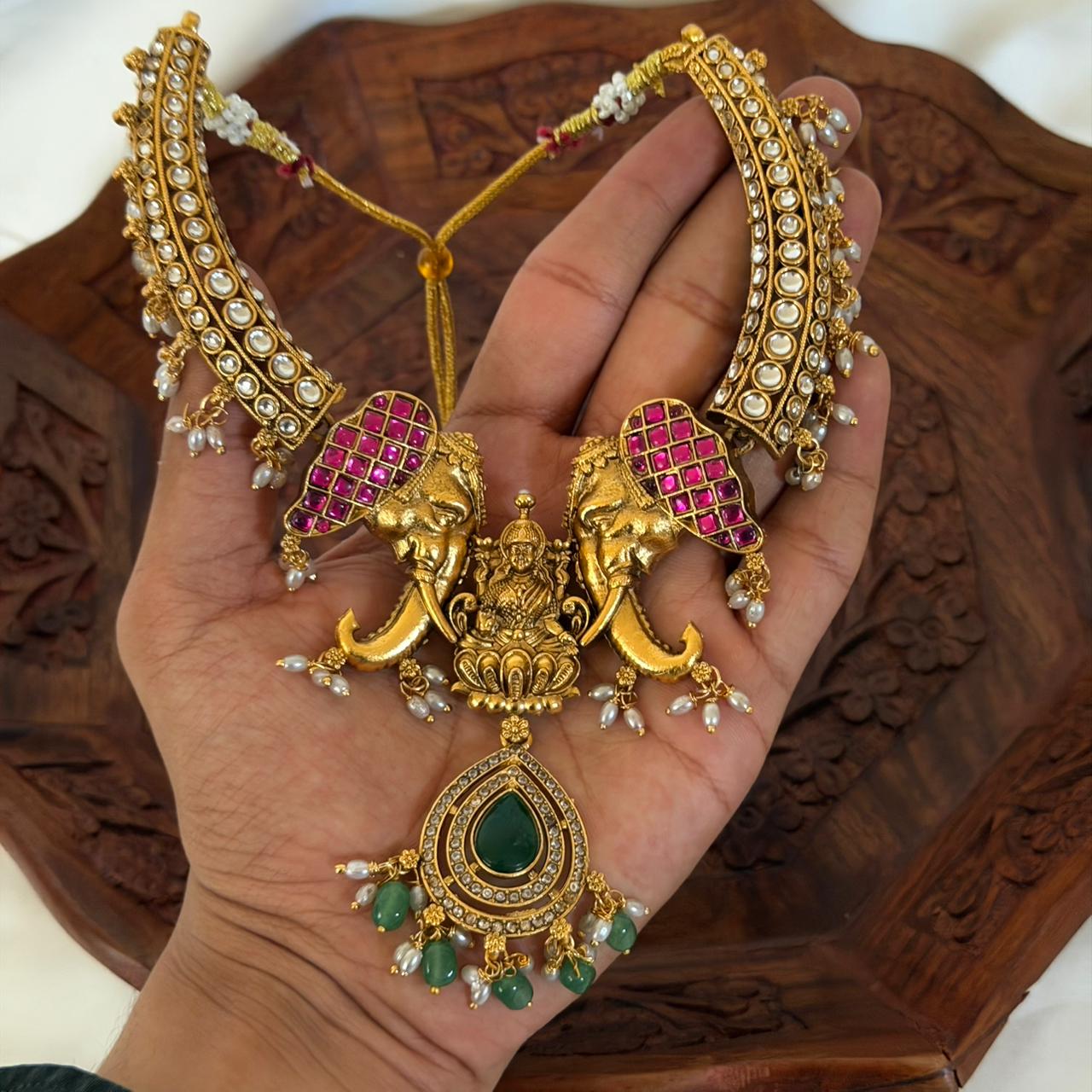 Lakshmi Elephant Choker AN89 Anvika Jewels