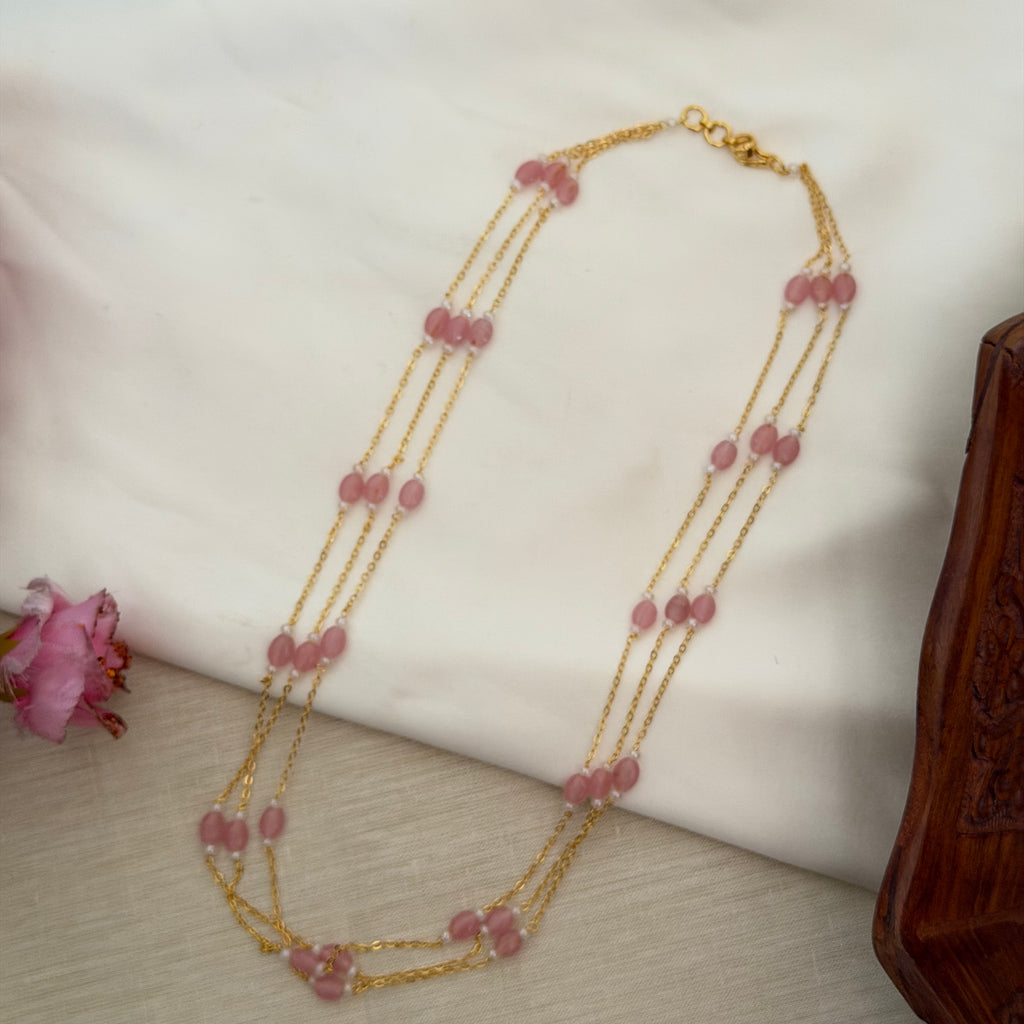 Pink Beaded Necklace AN186 Anvika Jewels