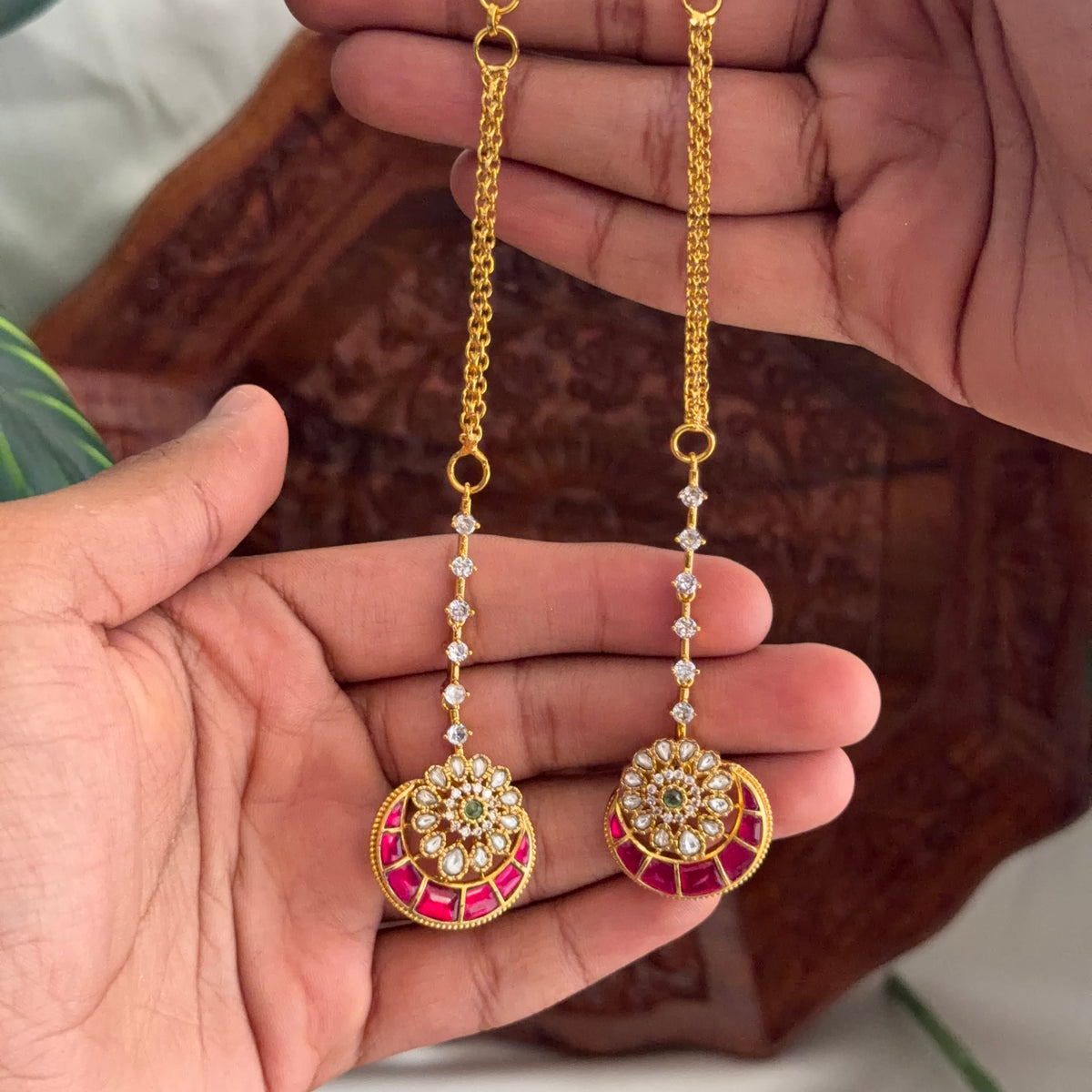 Jadau Studs+Single Layer Mattal AJ34 Anvika Jewels