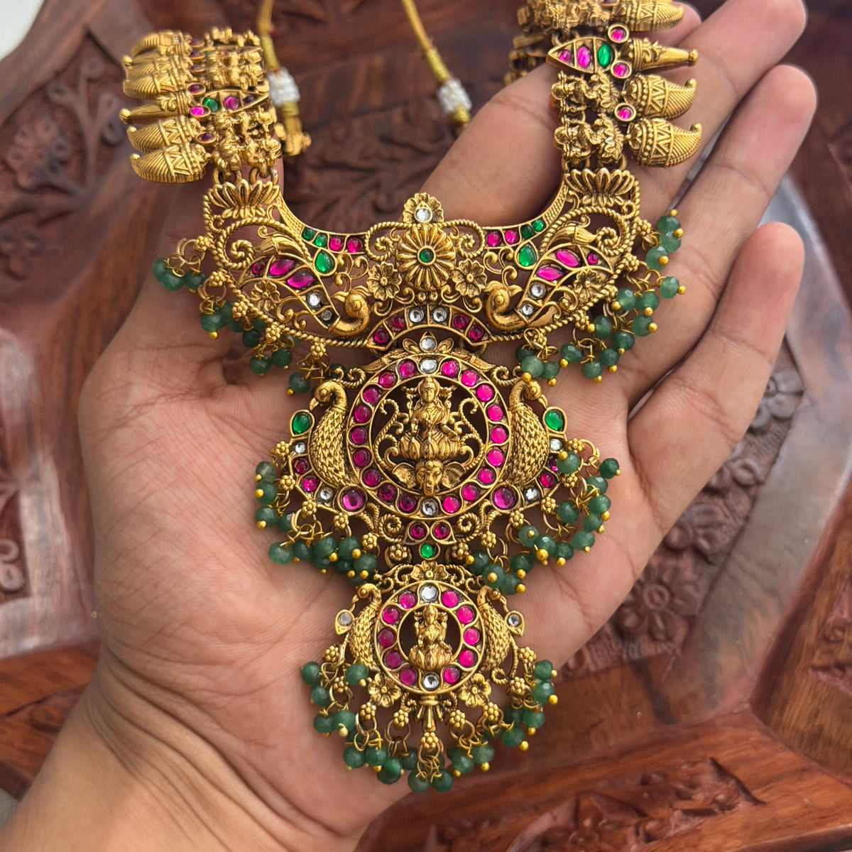 Green Pearl Lakshmi Choker LH29 Anvika Jewels