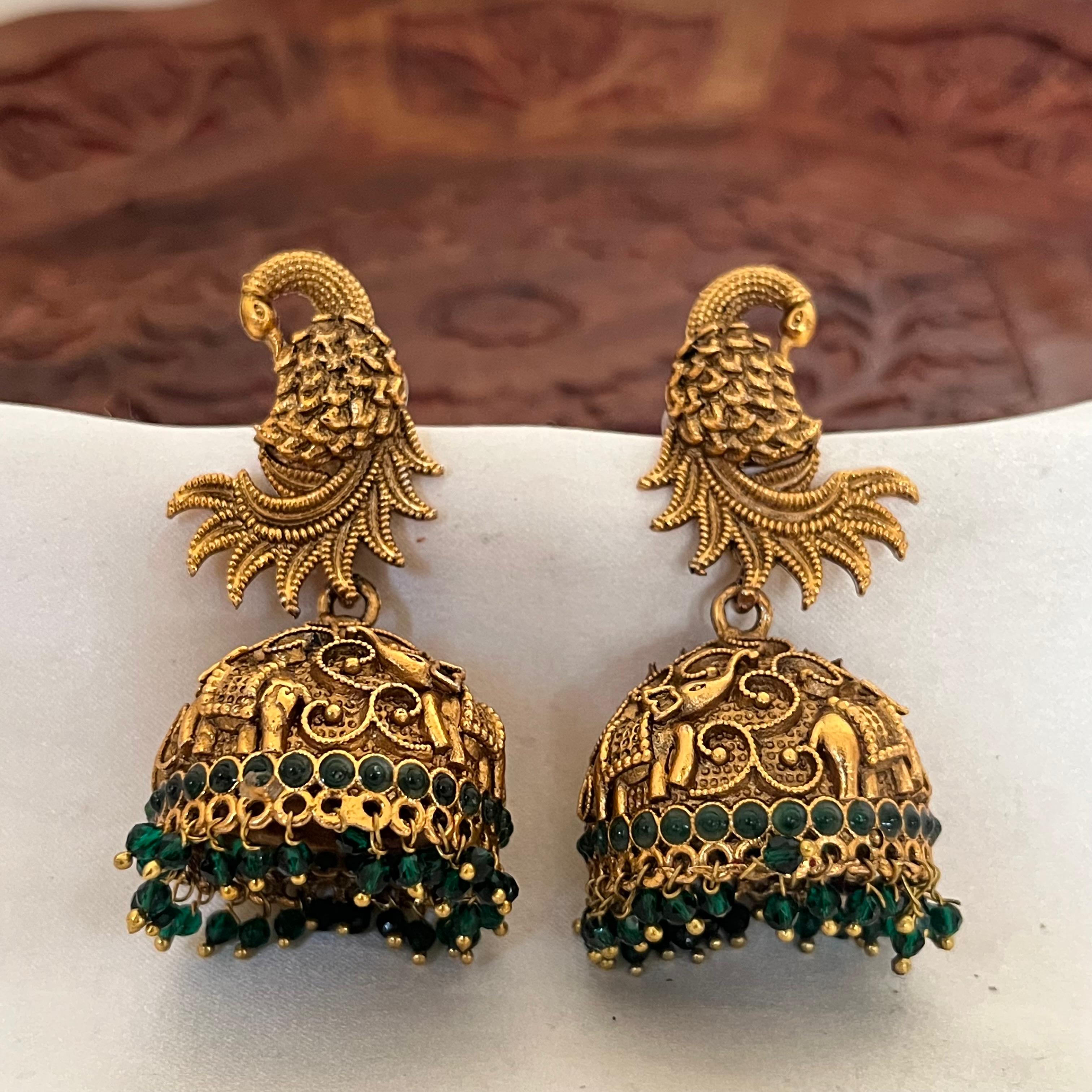 Antique Peacock Elephant Jhumka AJ10