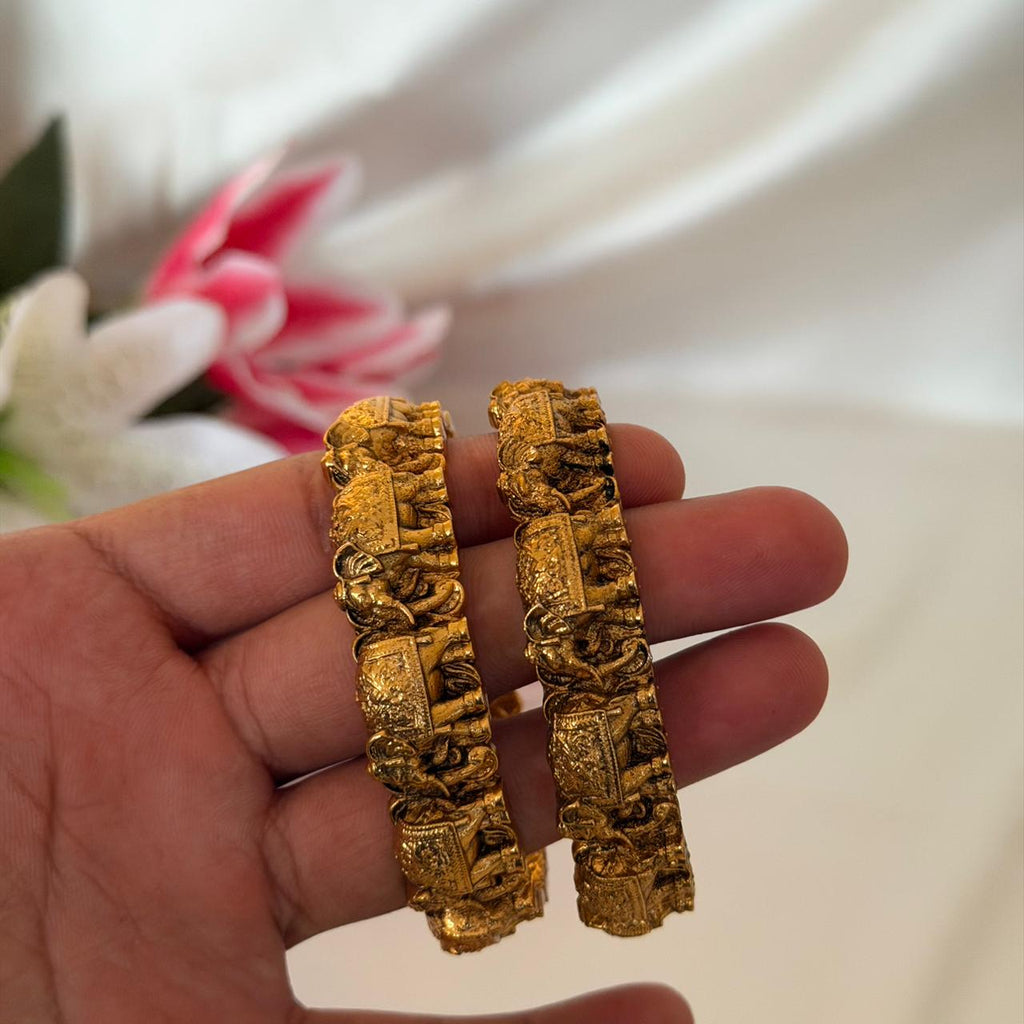 Antique Elephant Carved Bangles AB14 Anvika Jewels