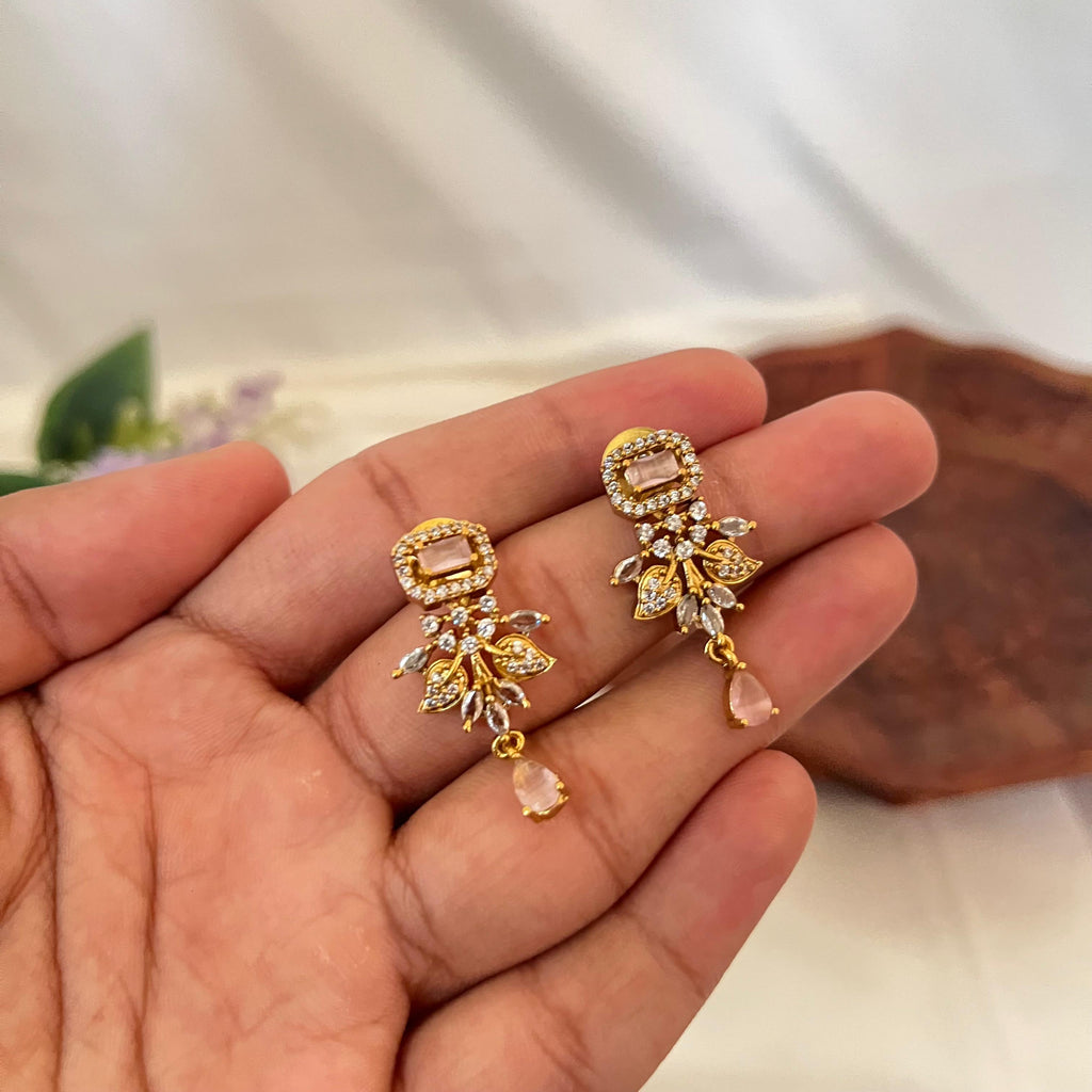 Victorian Blush Stone AD Necklace VN04