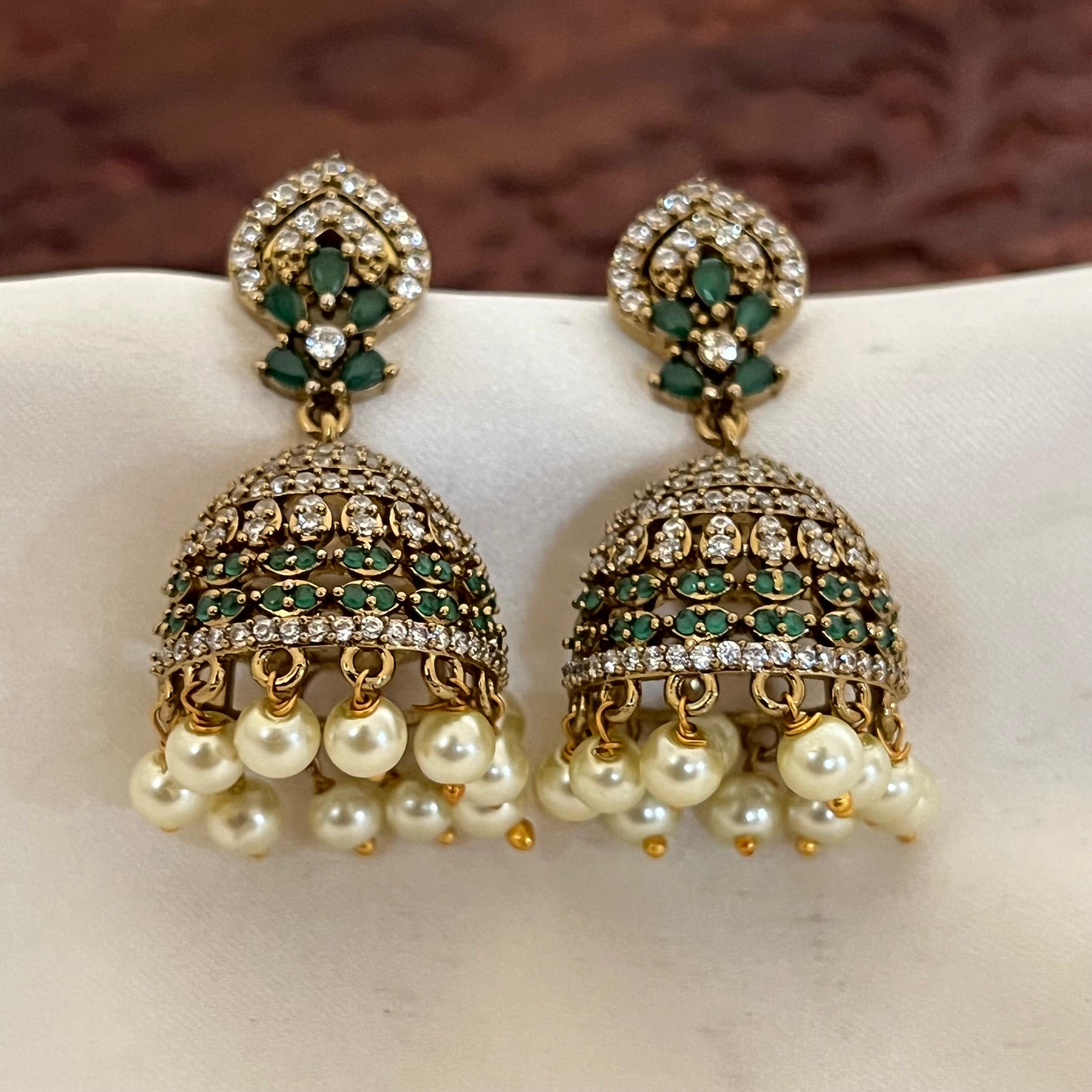 Victorian CZ Pearl Jhumka VJ01
