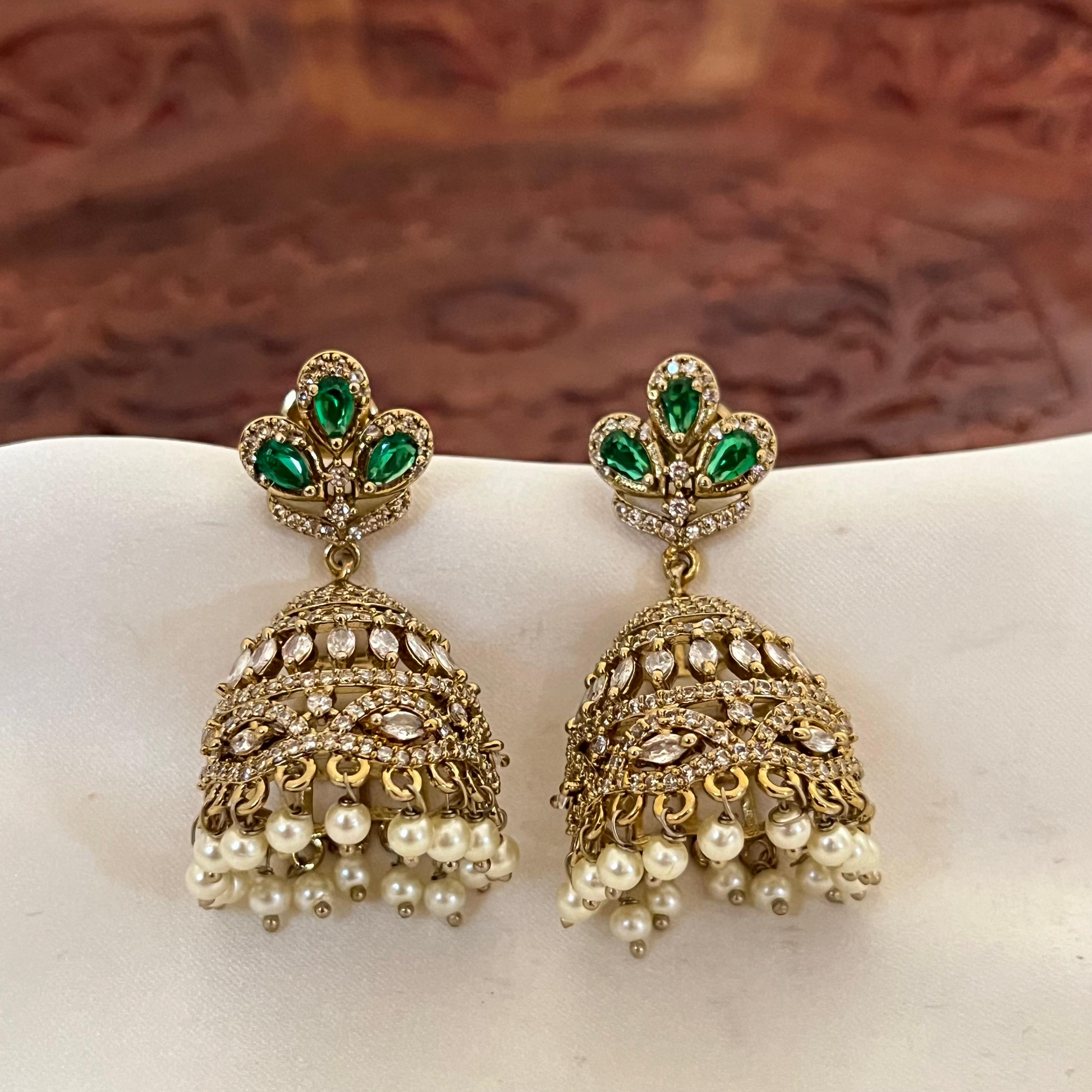 Victorian Crystal Pearl Jhumka VJ04