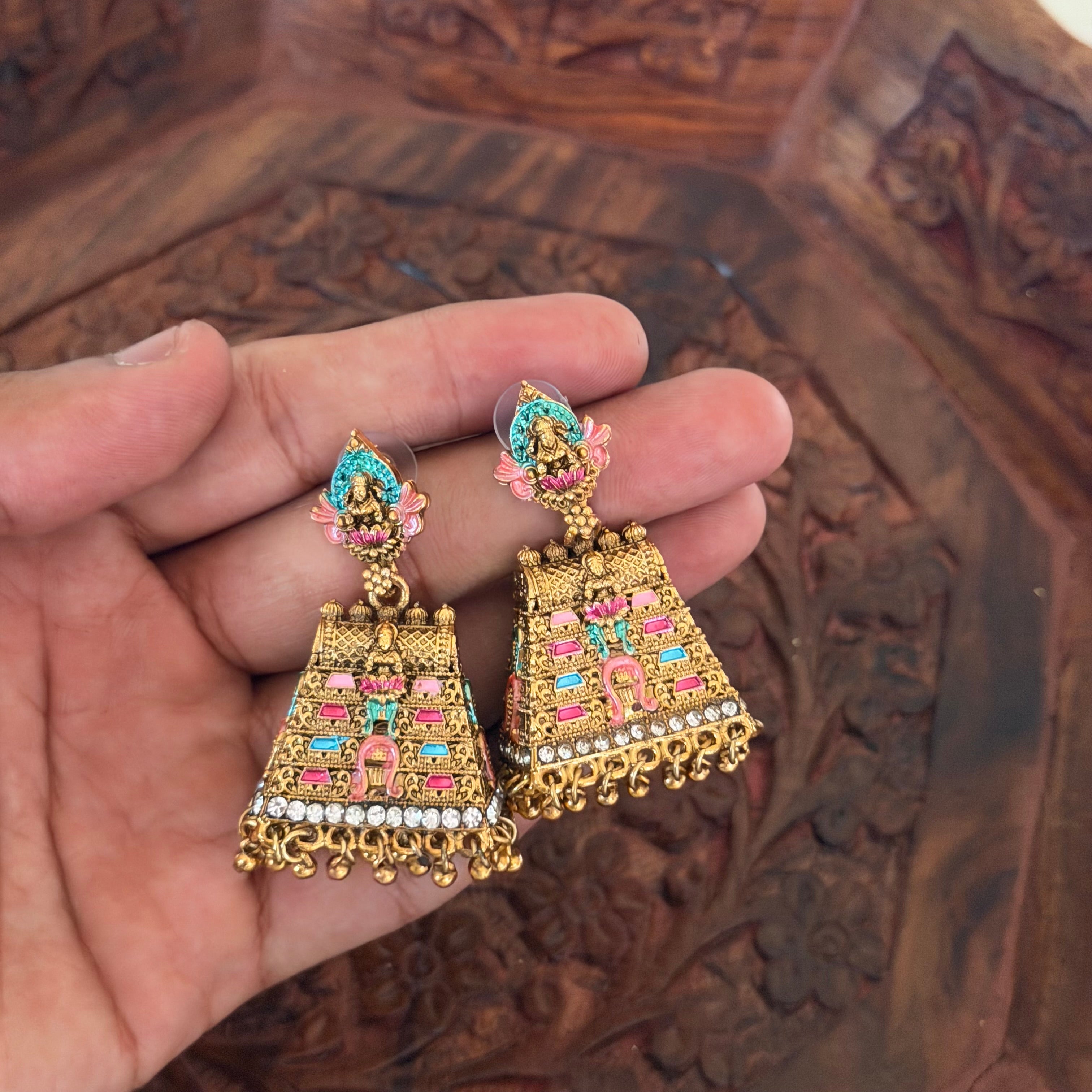 Premium Temple Gopuram Jhumka AB21 Anvika Jewels