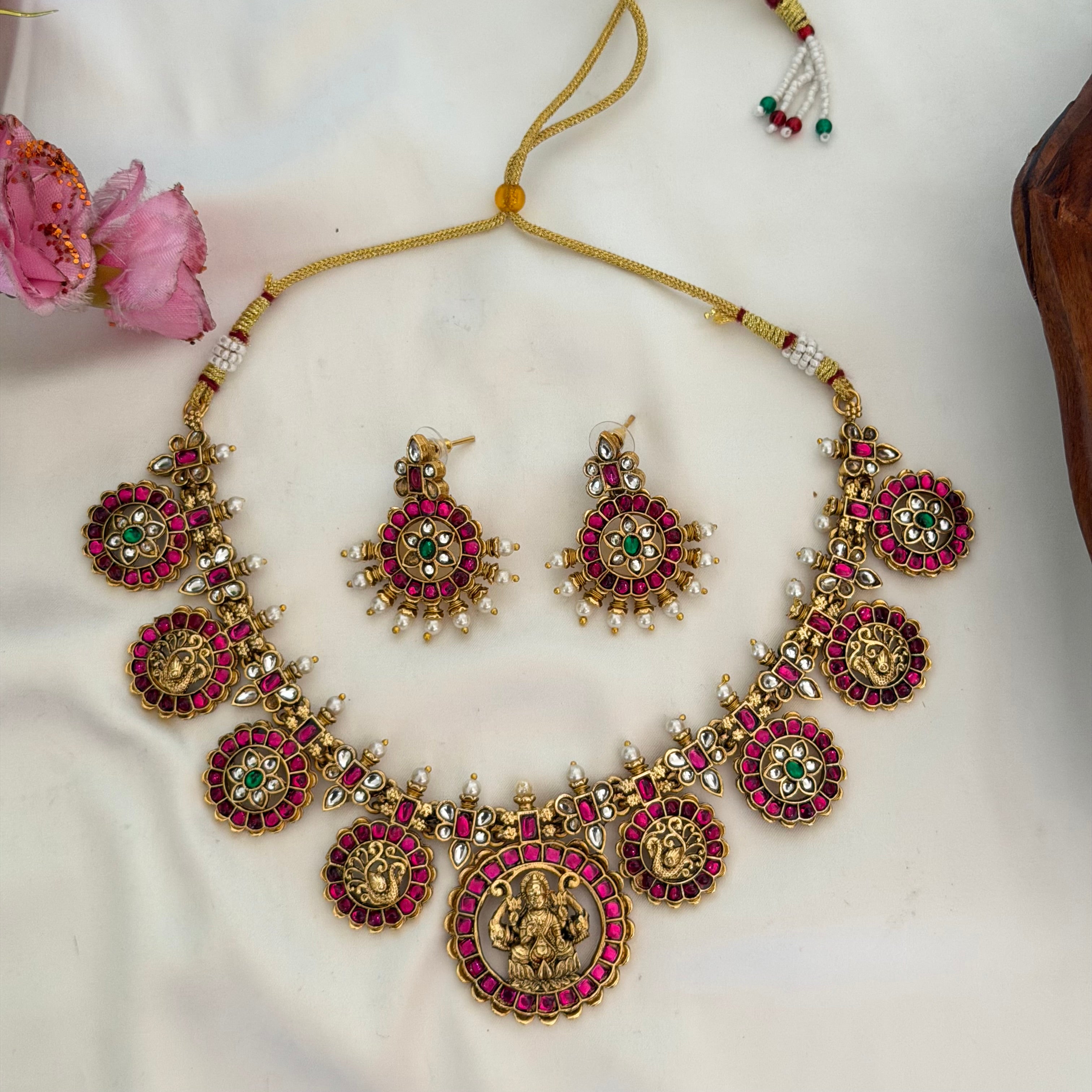 Ruby Kundan Lakshmi Necklace AN171 Anvika Jewels