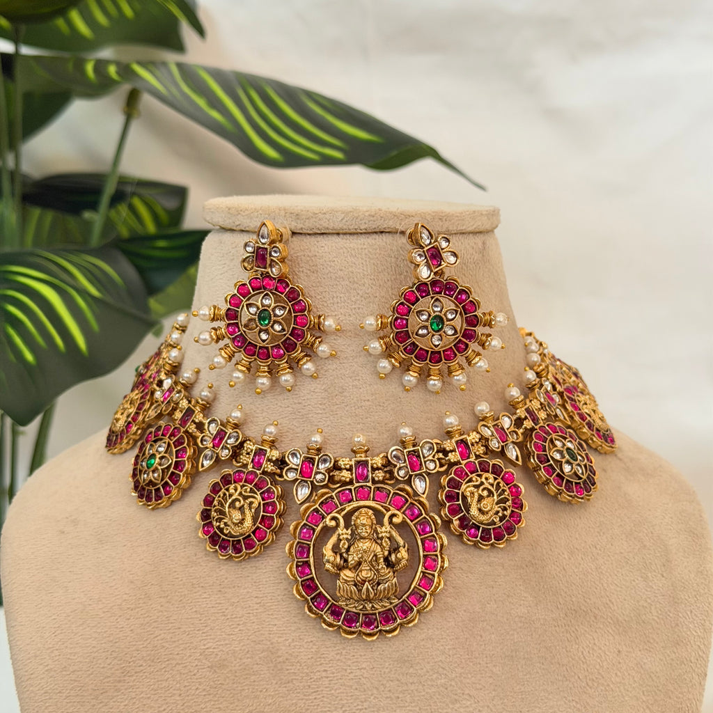 Ruby Kundan Lakshmi Necklace AN171 Anvika Jewels