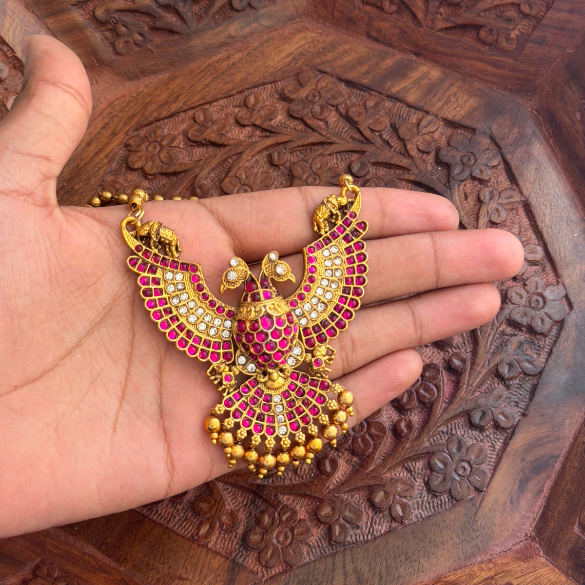 Ruby Stone Gandaberunda Pendant AN275 Anvika Jewels