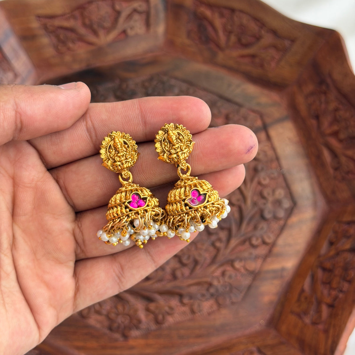 Gold Look Lakshmi Necklace AN258 Anvika Jewels