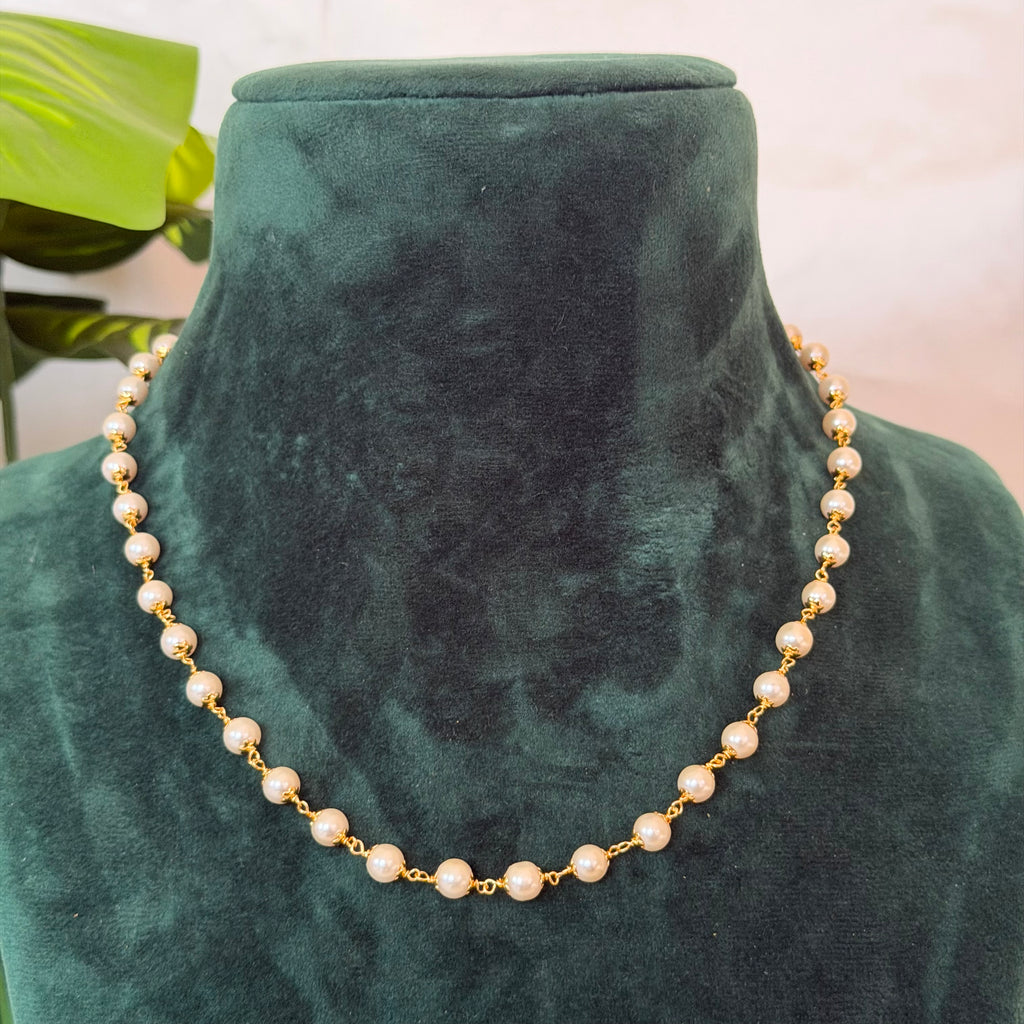 White Beaded Necklace AN184 Anvika Jewels