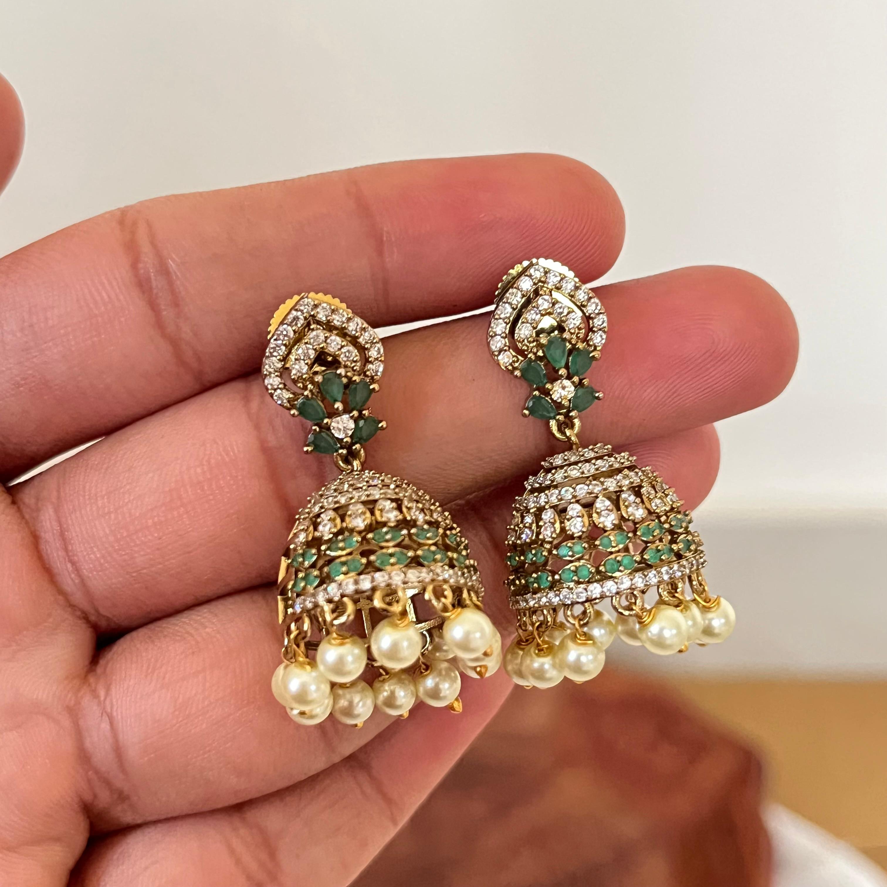 Victorian CZ Pearl Jhumka VJ01